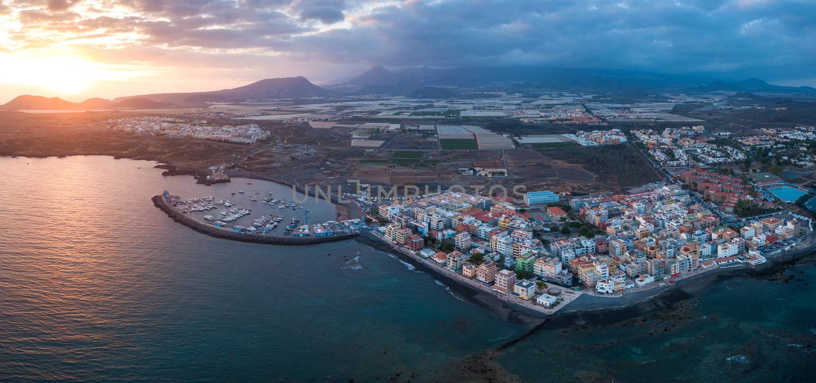 Aerial view of the city on the Atlantic coast. Tenerife, Canary Islands, Spain