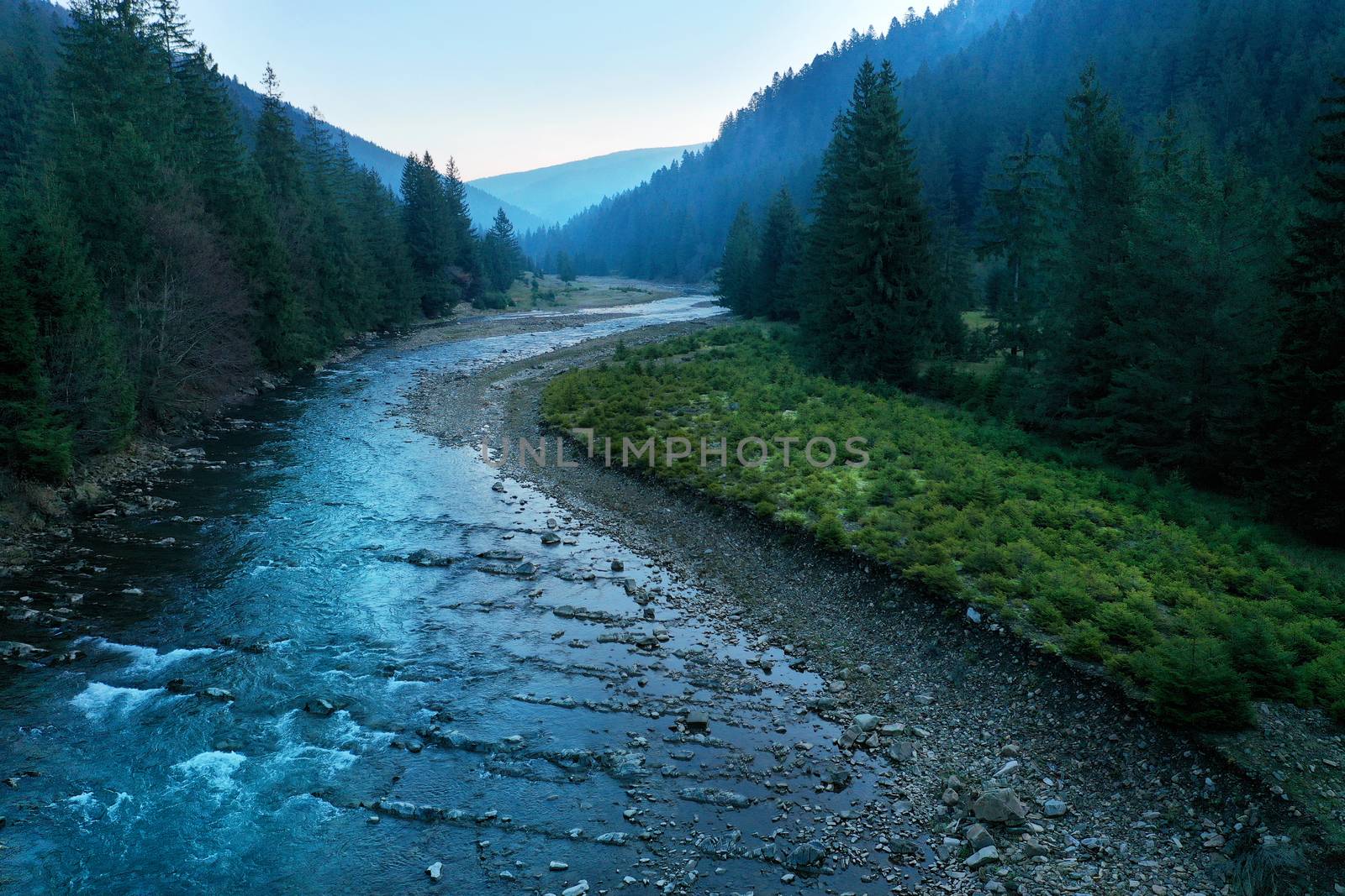 Picturesque mountain river close-up. Carpathian mountains by vlad_star