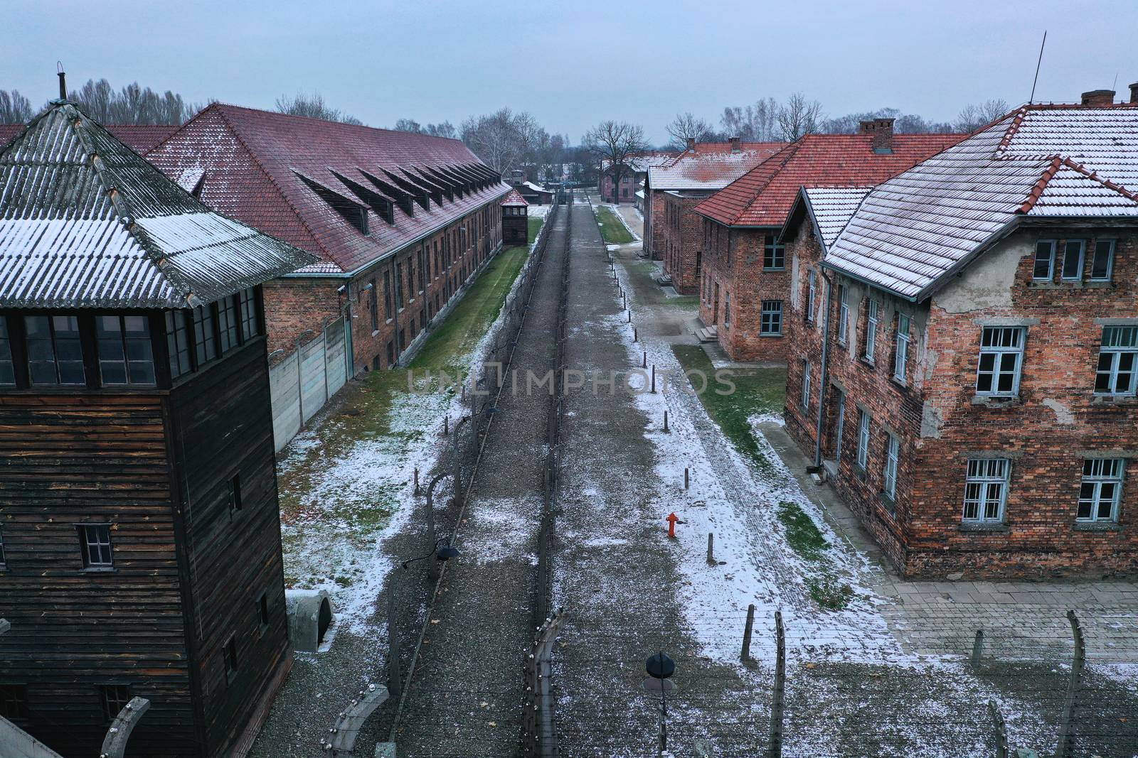 Aerial view of Auschwitz Birkenau, a concentration camp in Polan by vlad_star