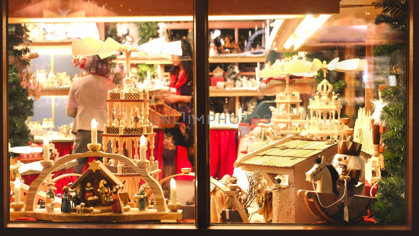 wintage toy store window shop christmas market background by LucaLorenzelli