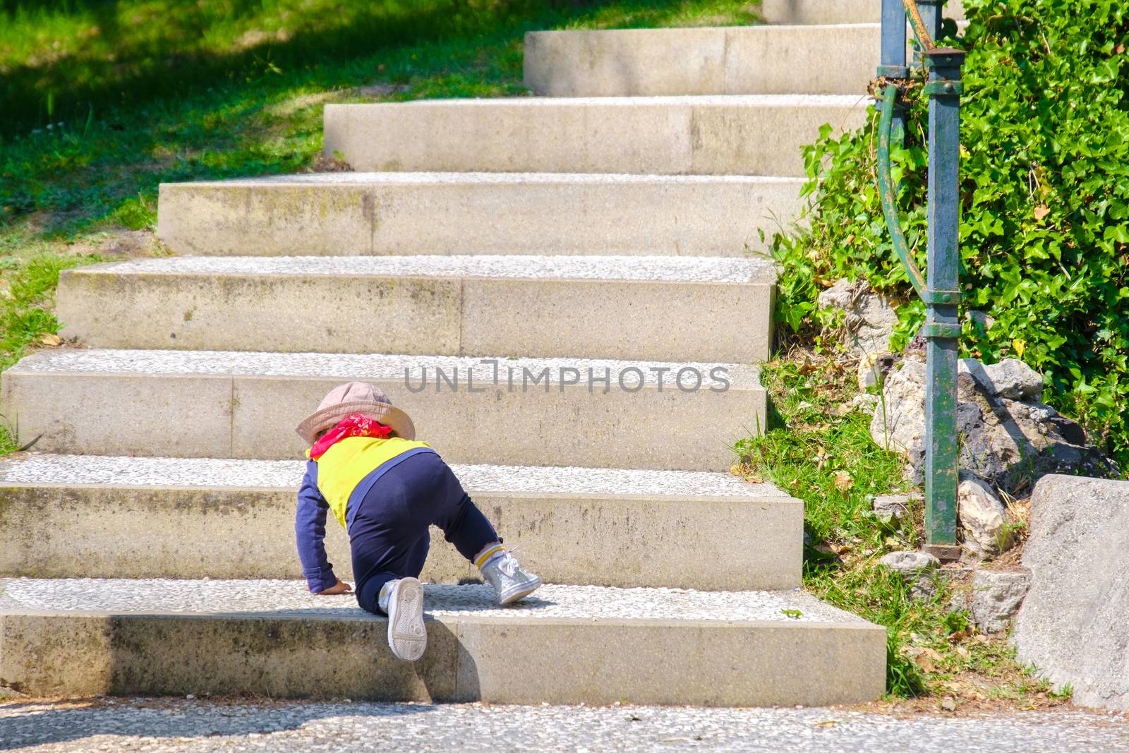 Newborn baby climb stairs by LucaLorenzelli