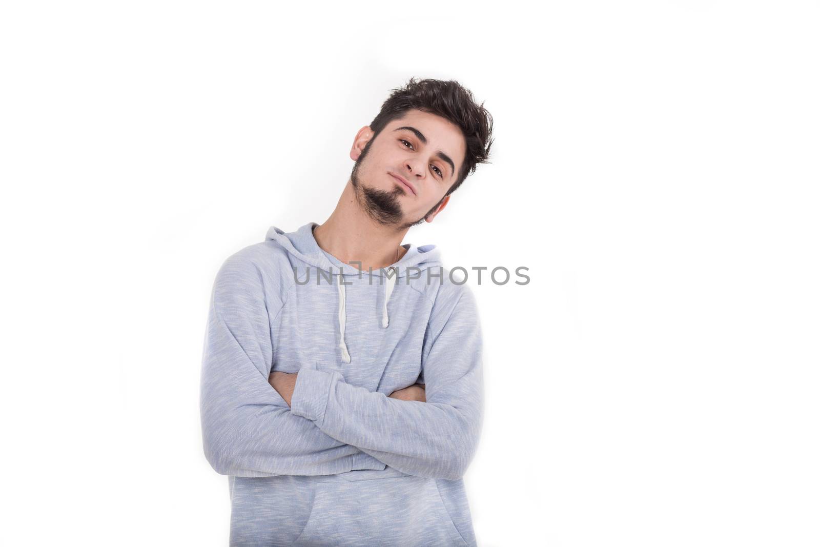 Casual young man standing isolated on white background by Angel_a