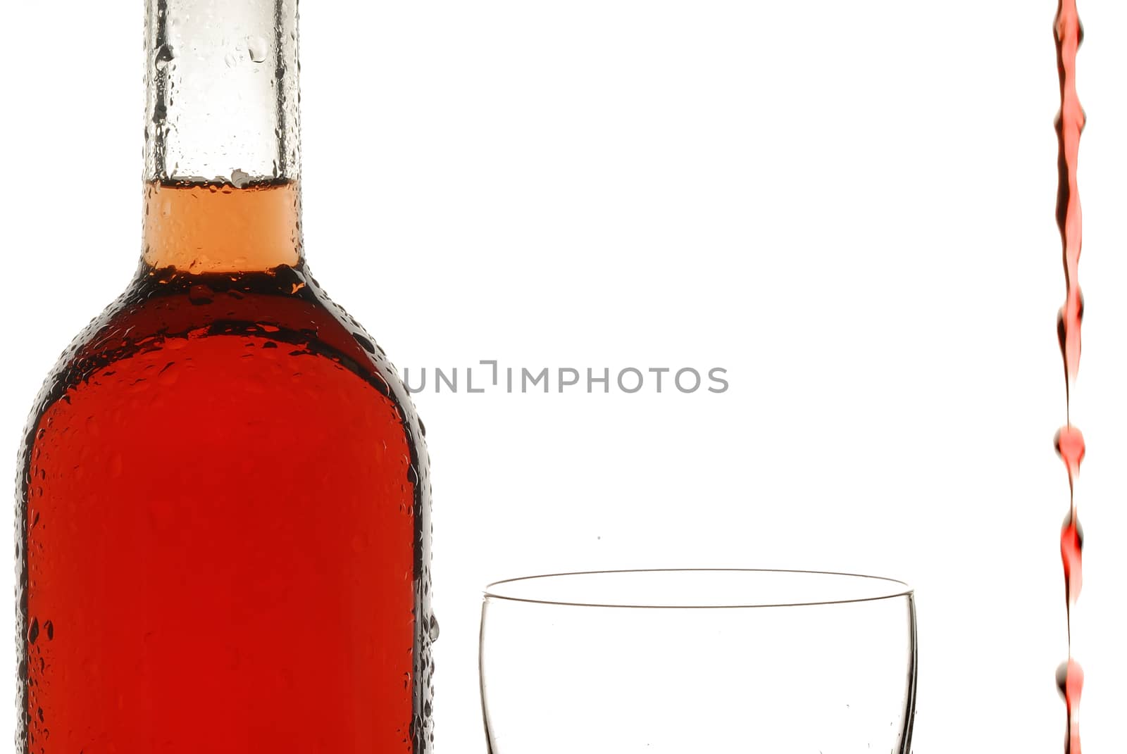 Bottle of wine, glass of wine, backlight, white background, rose wine, wine, liquid by jalonsohu@gmail.com