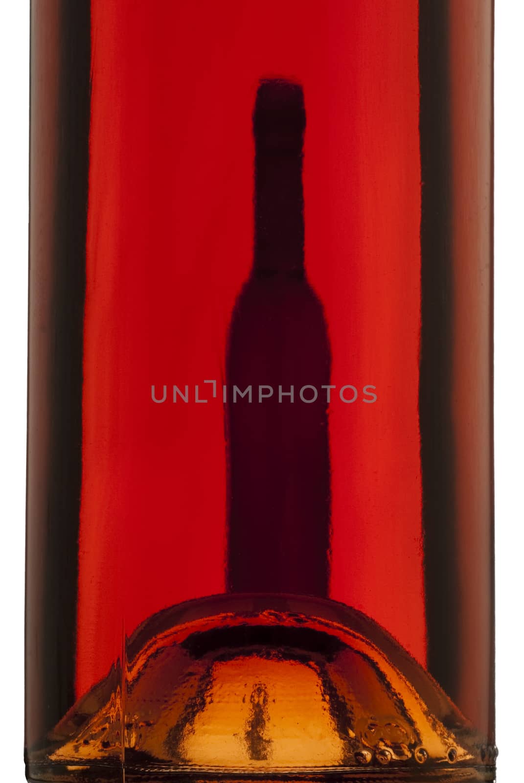Wine bottle, backlight, white background, rose wine by jalonsohu@gmail.com