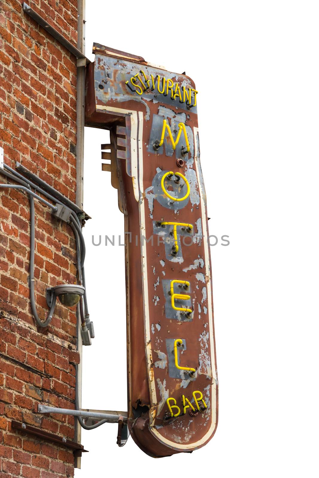 Isolated Metal Motel Sign by mrdoomits