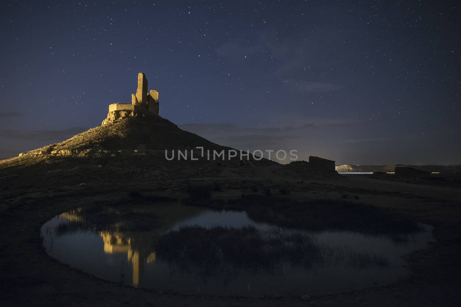 Medieval castle, night photography, Castillo de Montuenga, Soria by jalonsohu@gmail.com