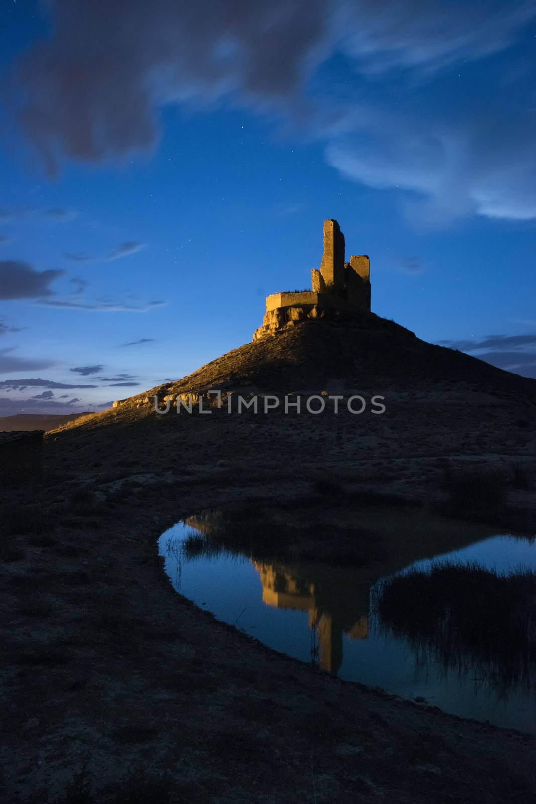 Medieval castle, night photography, Castillo de Montuenga, Soria by jalonsohu@gmail.com