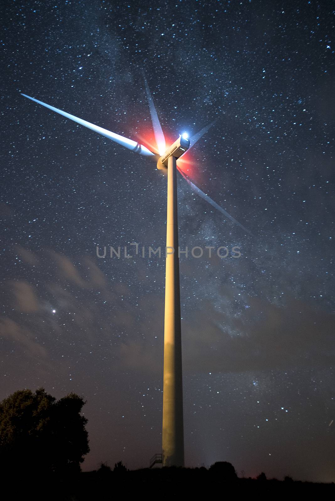 windmills, wind turbines. Power and energy, night photography  by jalonsohu@gmail.com