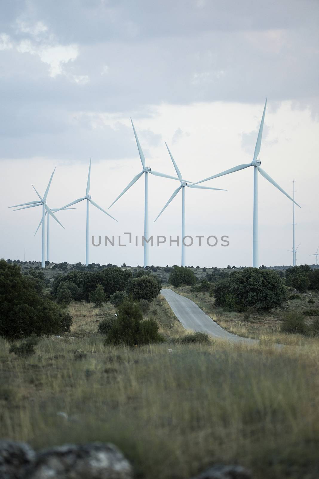 windmills, wind turbines. Power and energy