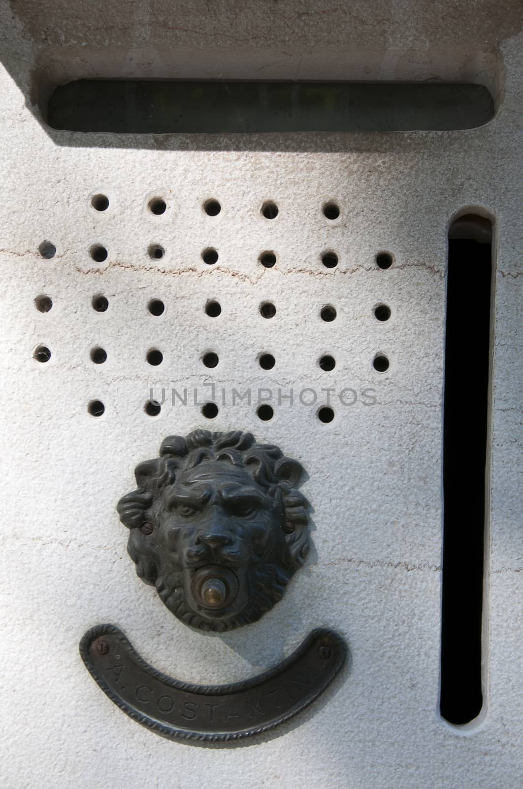 Door phone with head of lion, simbolo, venice by jalonsohu@gmail.com