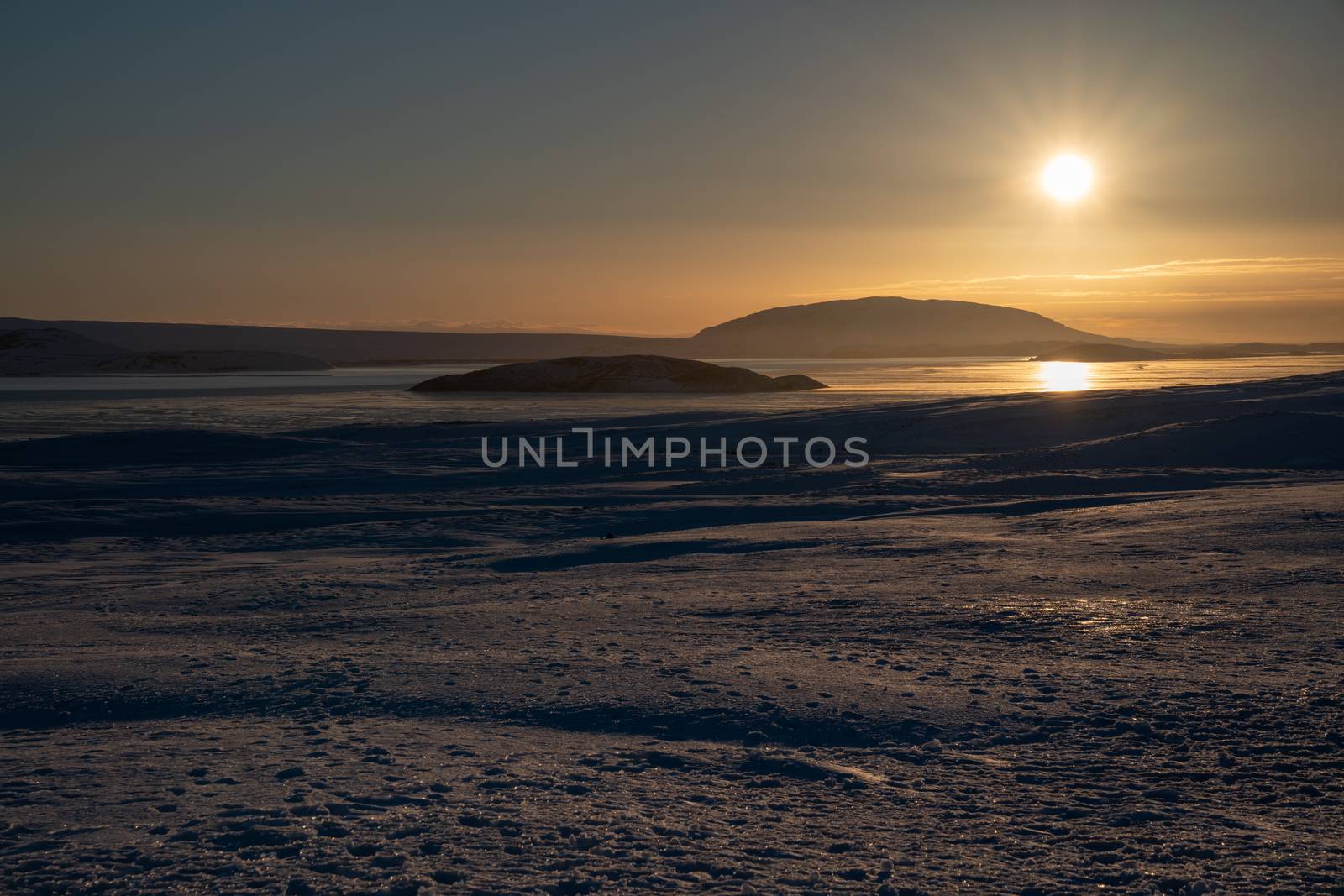 Sunrise on a cold winter day in Iceland, Europe