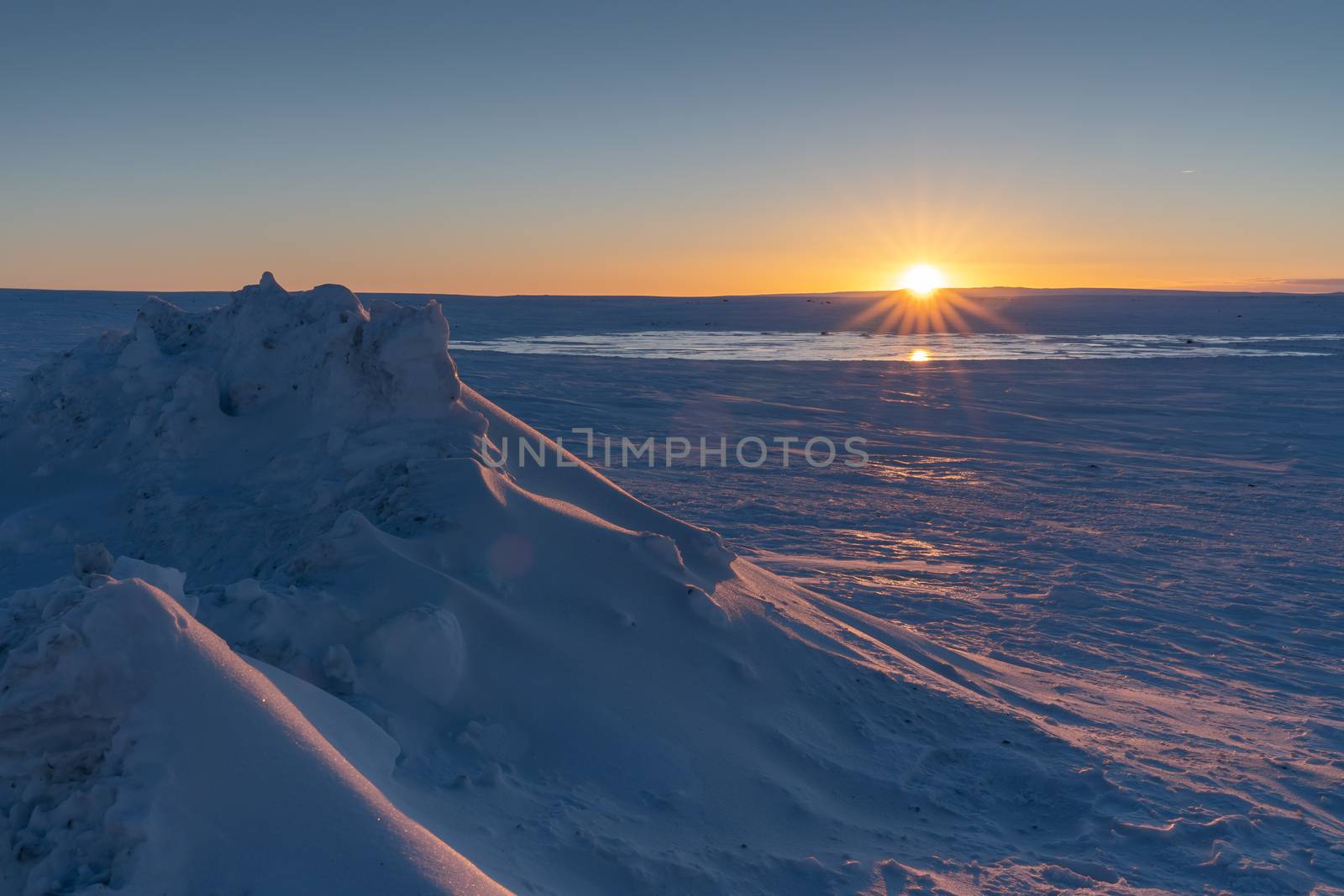 Sunrise on a cold winter day in Iceland, Europe