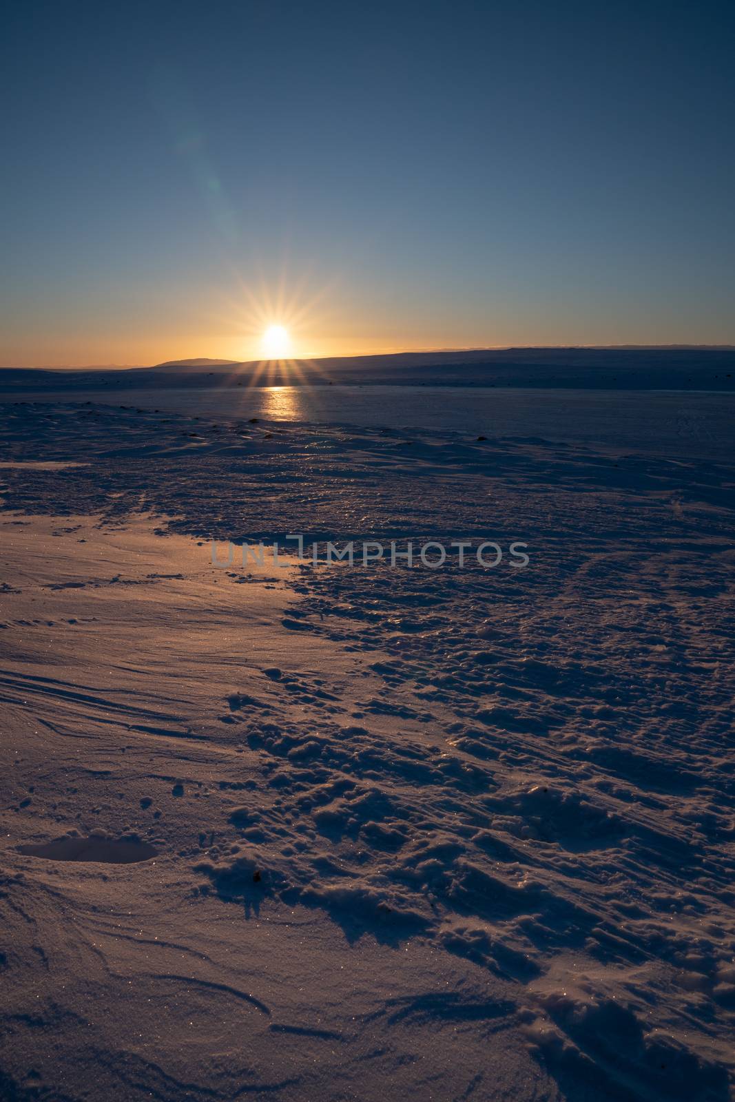 Sunrise on a cold winter day in Iceland, Europe
