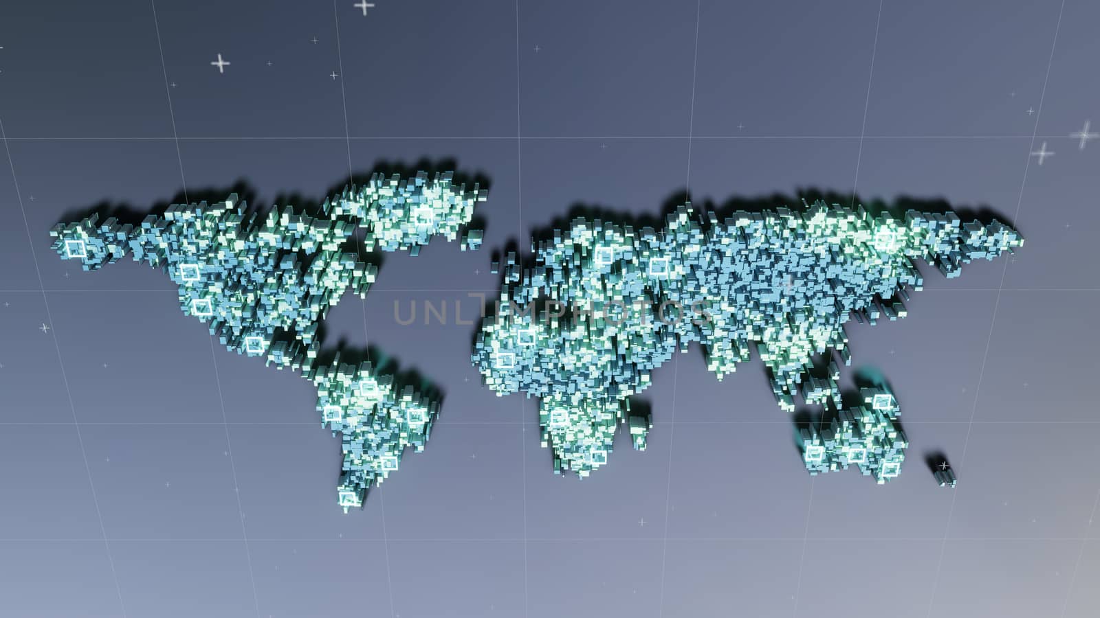 World map of cubes. 3D illustration by cherezoff