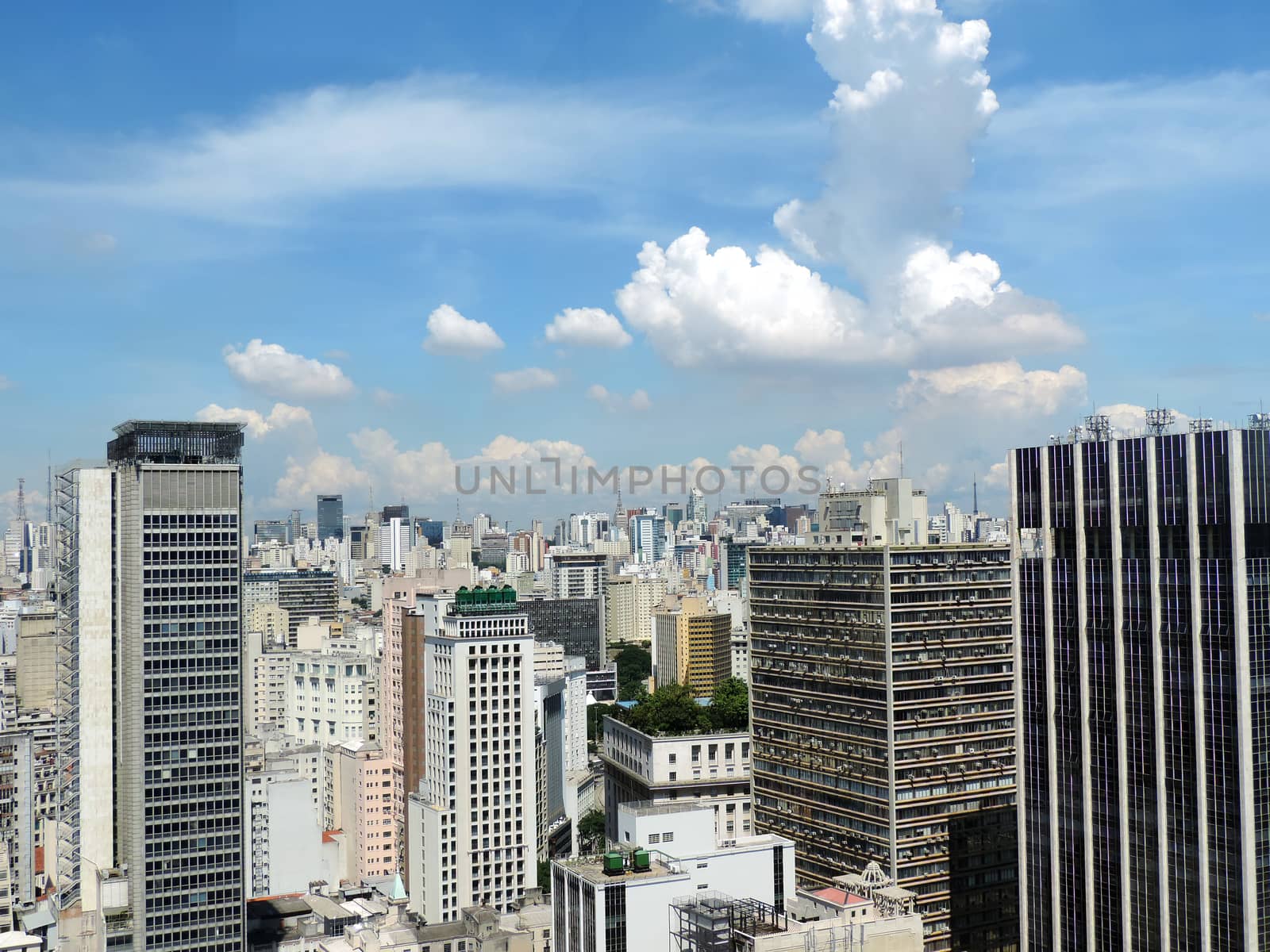 Panoramic view of the Sao Paulo old downtown, Brazil