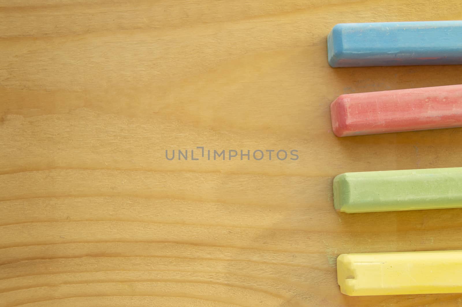 Flat lay, chalk on wooden Board background, back to school, copy space.