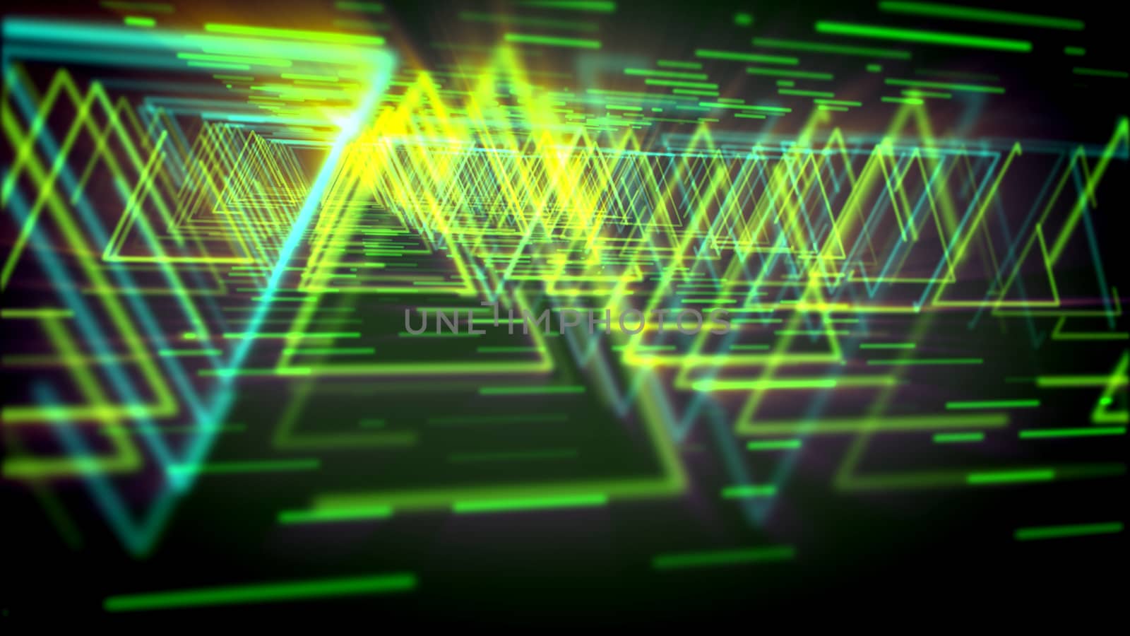Abstract green neon triangles shimmering by klss