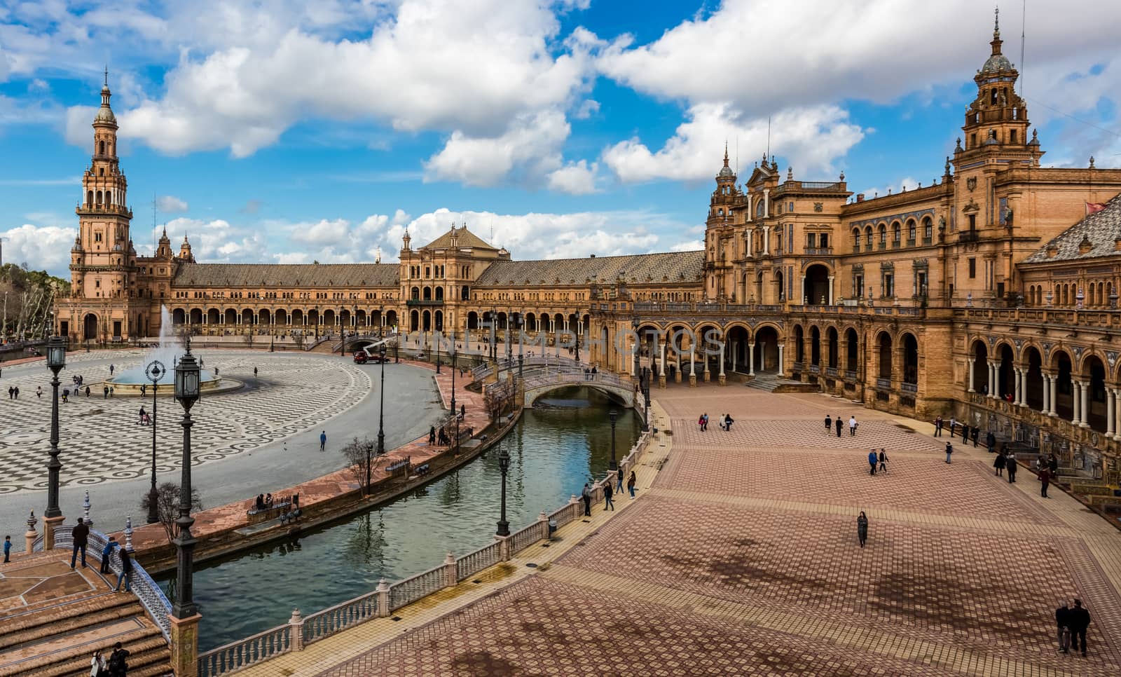 Seville, Spain - July 15, 2017: Seville is the capital of the autonomous community of Andalusia in southern Spain. Streets and sights of the city architecture.
