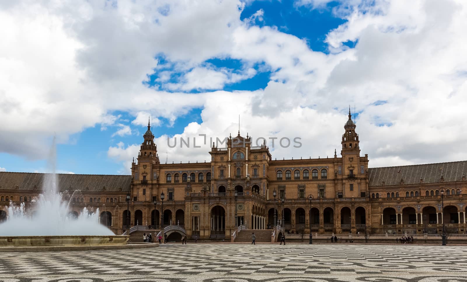Seville, Spain - July 15, 2017: Seville is the capital of the autonomous community of Andalusia in southern Spain. Streets and sights of the city architecture.
