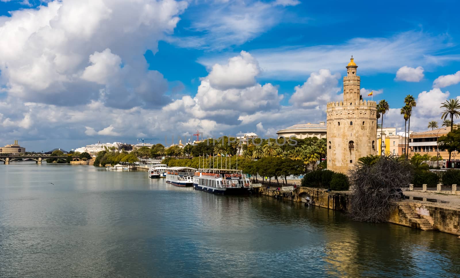 Seville, Spain - July 15, 2017: Seville is the capital of the autonomous community of Andalusia in southern Spain. Streets and sights of the city architecture.