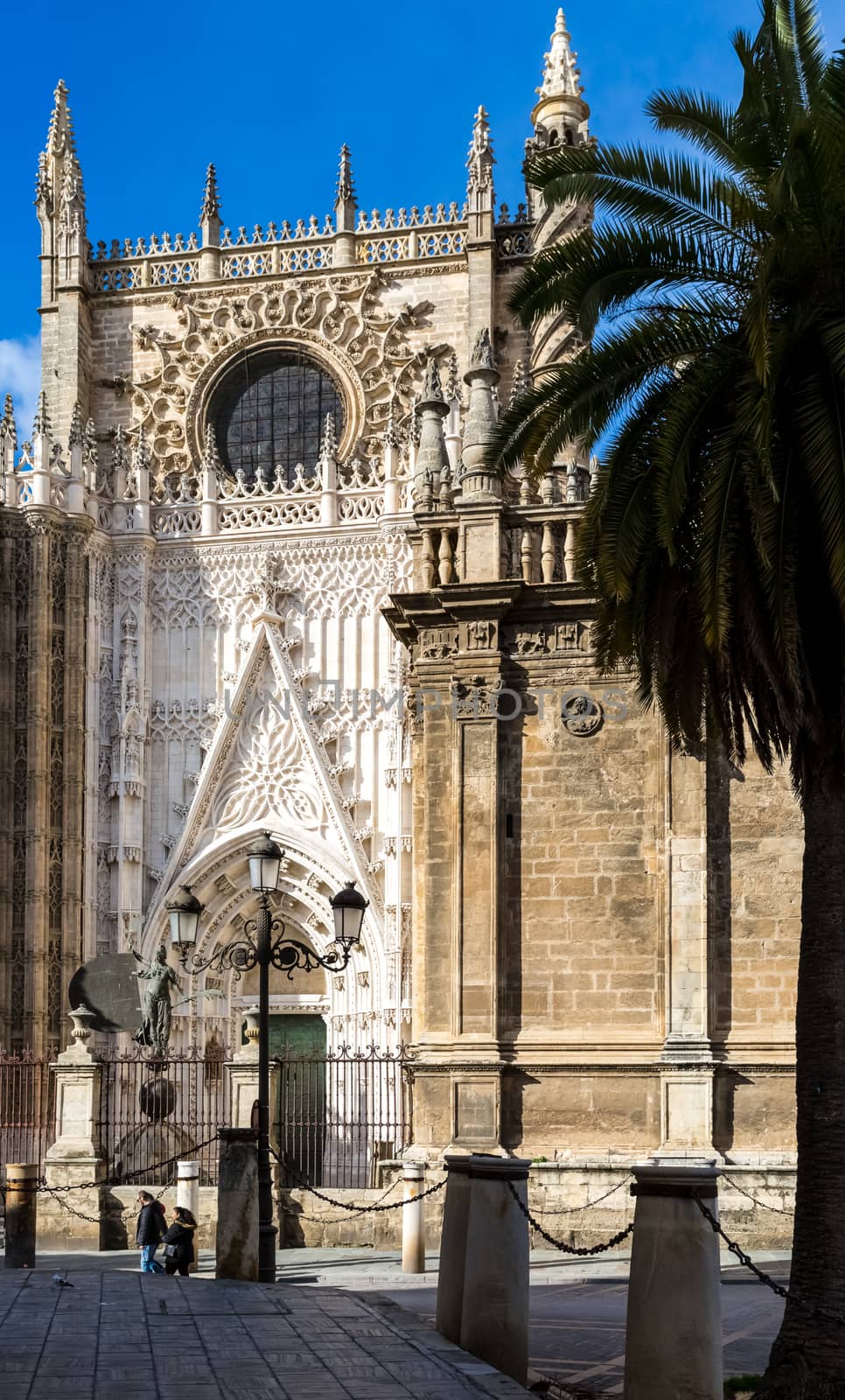 Seville, Spain - July 15, 2017: Seville is the capital of the autonomous community of Andalusia in southern Spain. Streets and sights of the city architecture.
