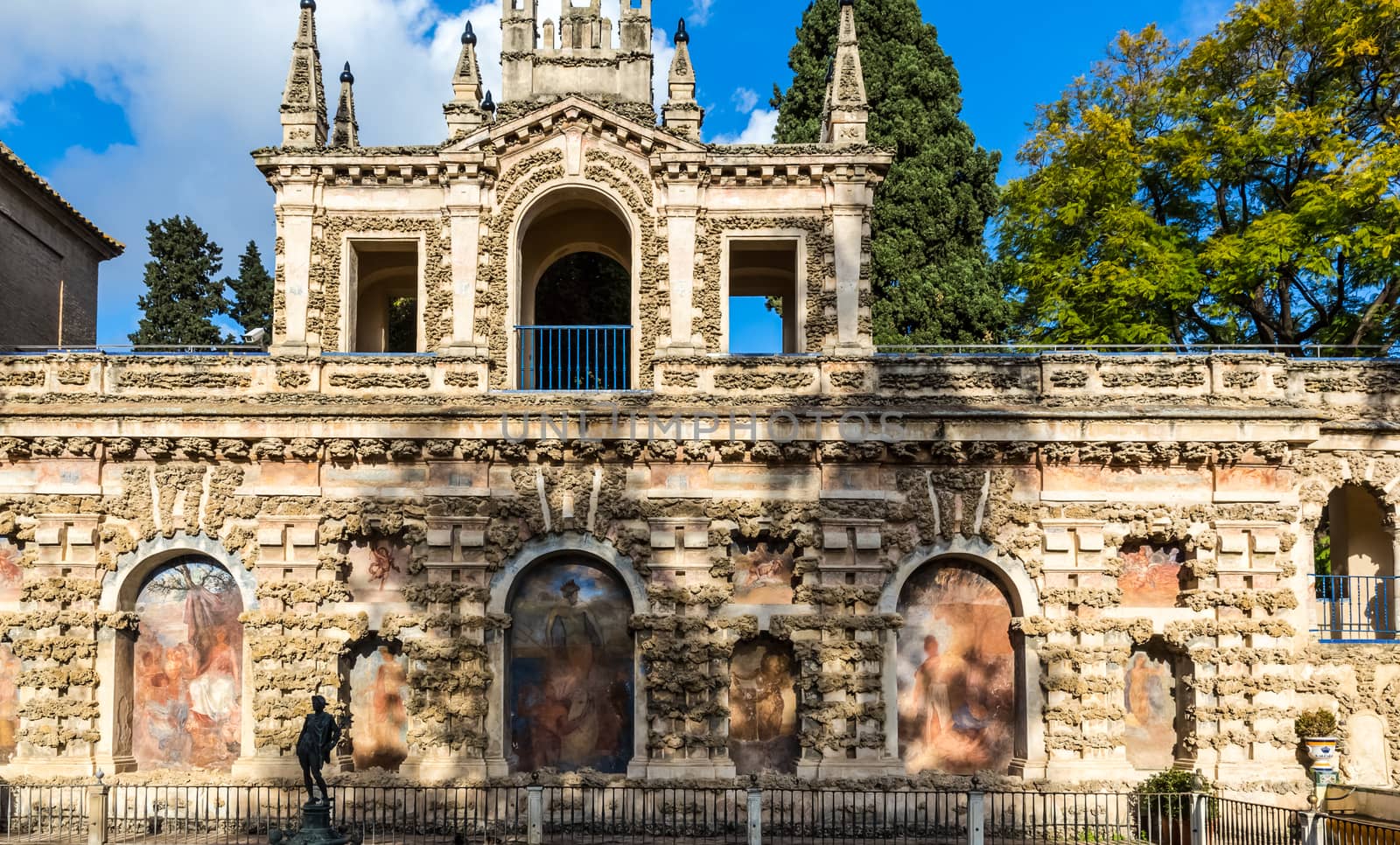 Seville, Spain - July 15, 2017: Seville is the capital of the autonomous community of Andalusia in southern Spain. Streets and sights of the city architecture.