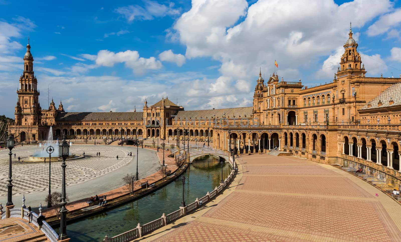 Seville, Spain - July 15, 2017: Seville is the capital of the autonomous community of Andalusia in southern Spain. Streets and sights of the city architecture.