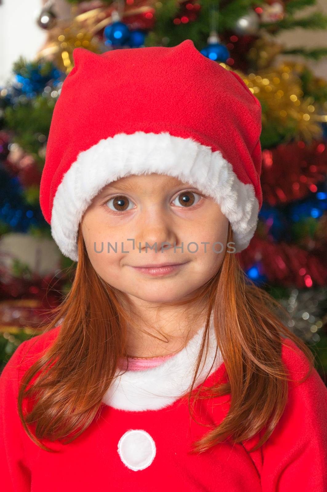 Little girl dressed as Santa Claus by easyclickshop