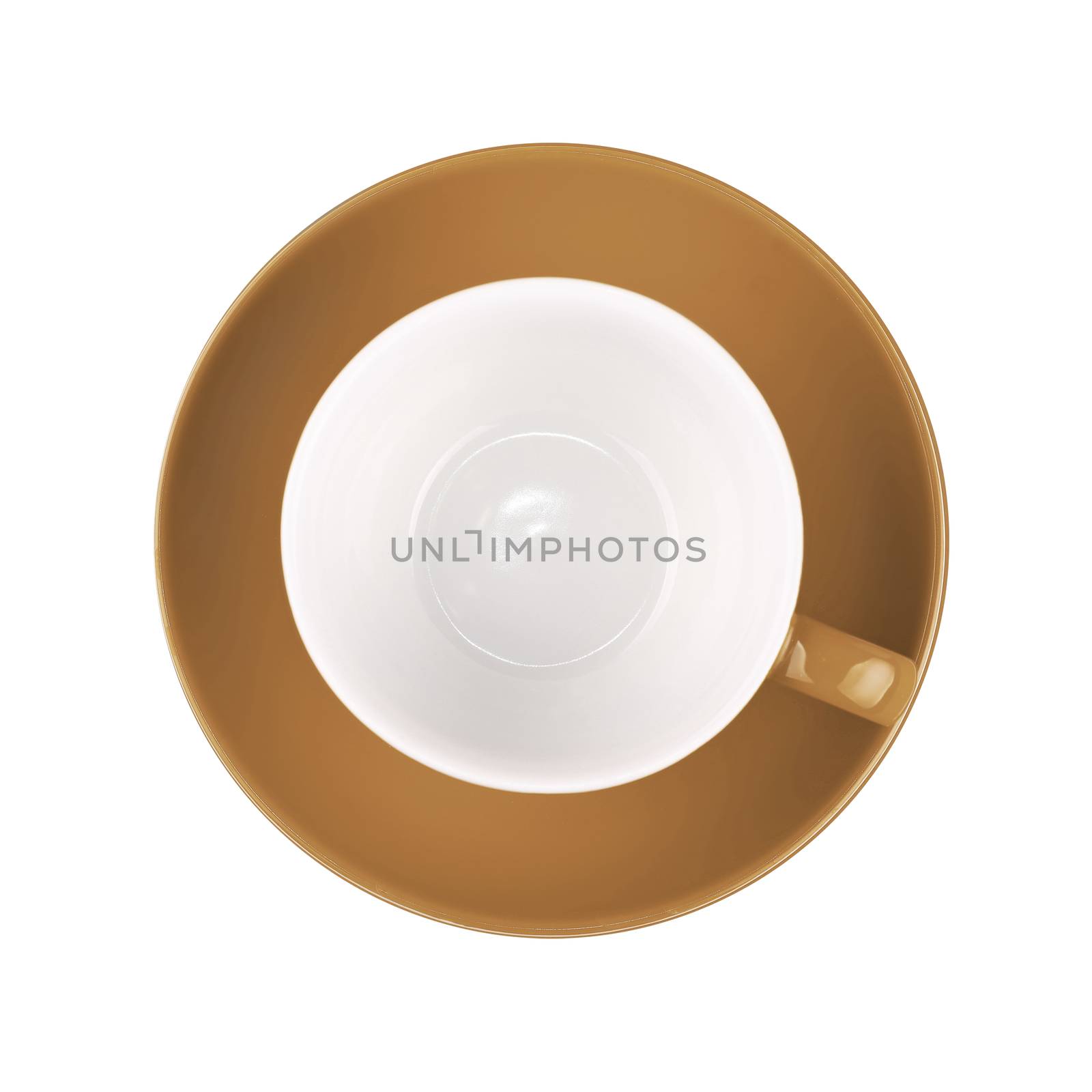 Empty beige brown coffee or tea  cup isolated on white by BreakingTheWalls