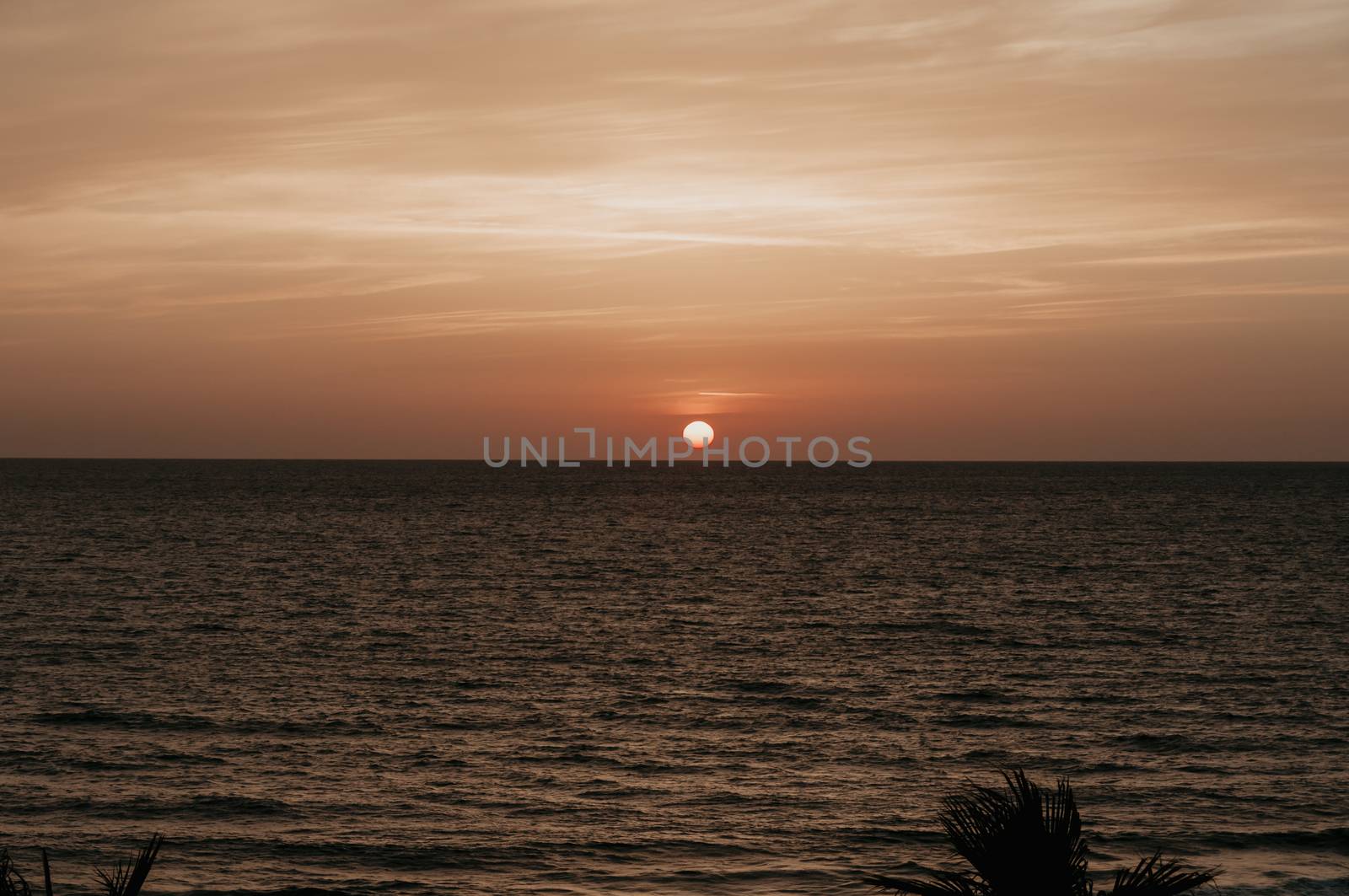 sunset in orange and red from tel aviv israel