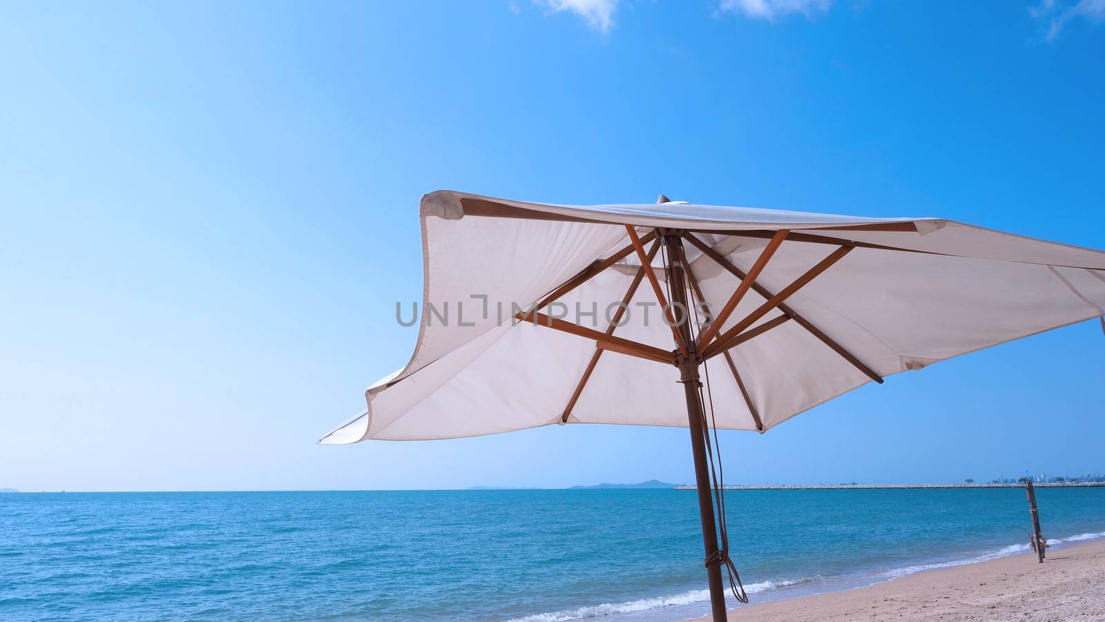 White fabric color texture beach umbrella by gnepphoto