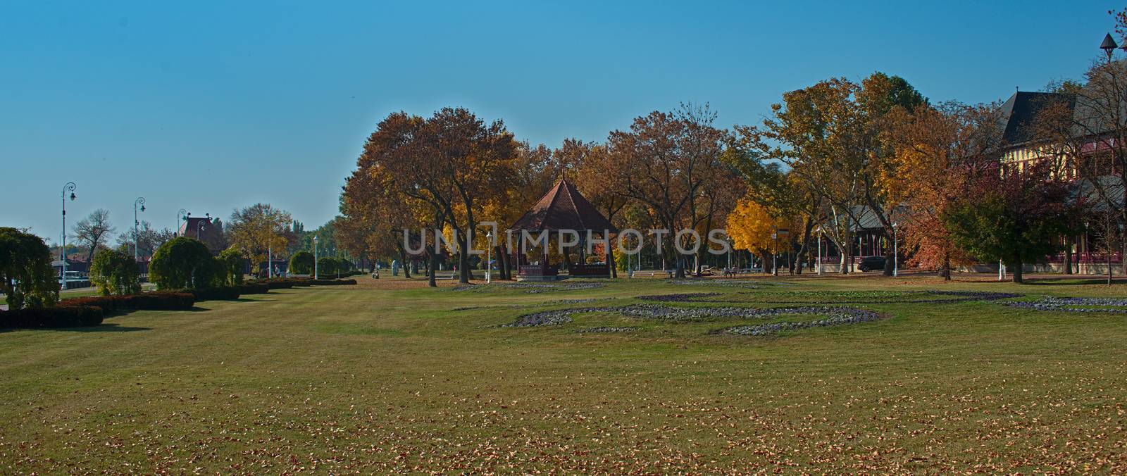 Open shed in park surrounded with trees during autumn time by sheriffkule