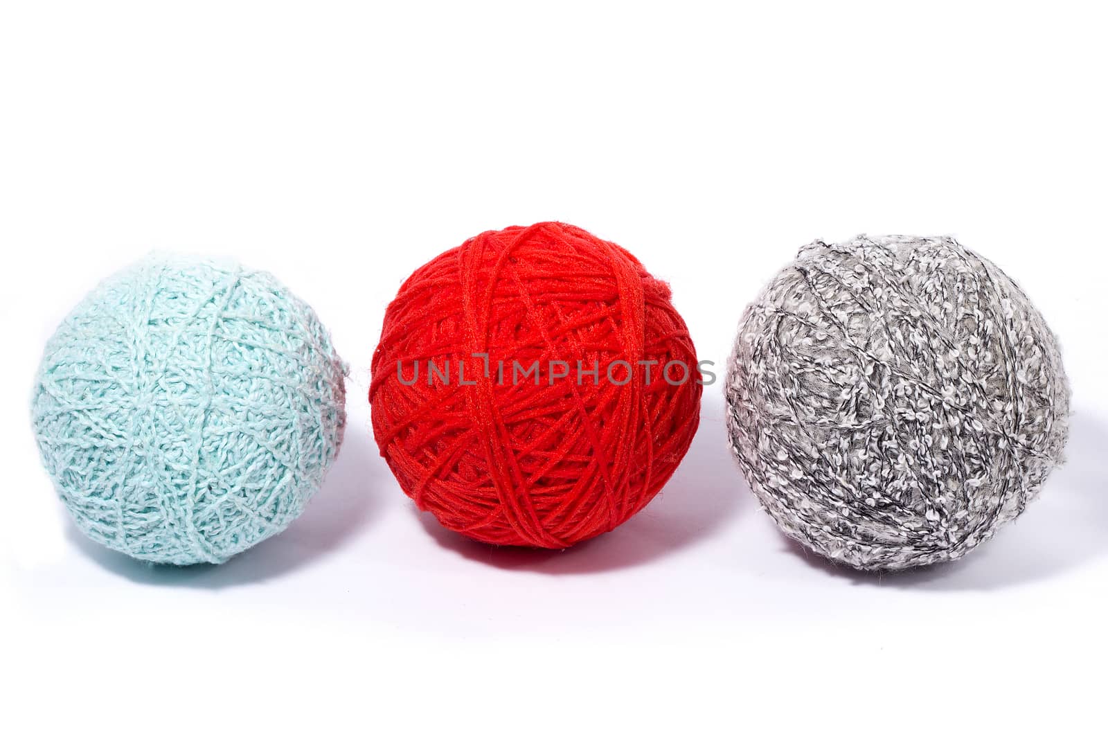 a set of balls of thread for knitting, isolate, homemade needlew by kasynets_olena