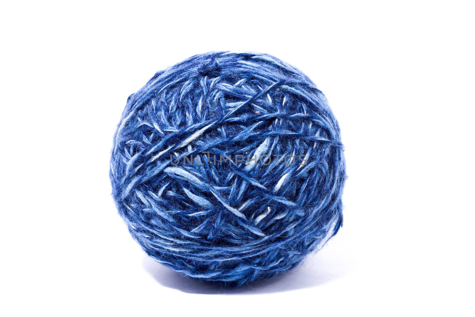 blue ball of yarn for knitting, isolate, homemade crafts