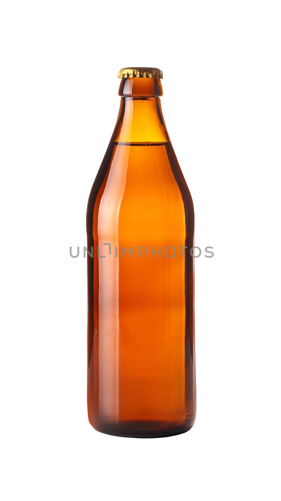 Close up one brown beer bottle isolated on white by BreakingTheWalls