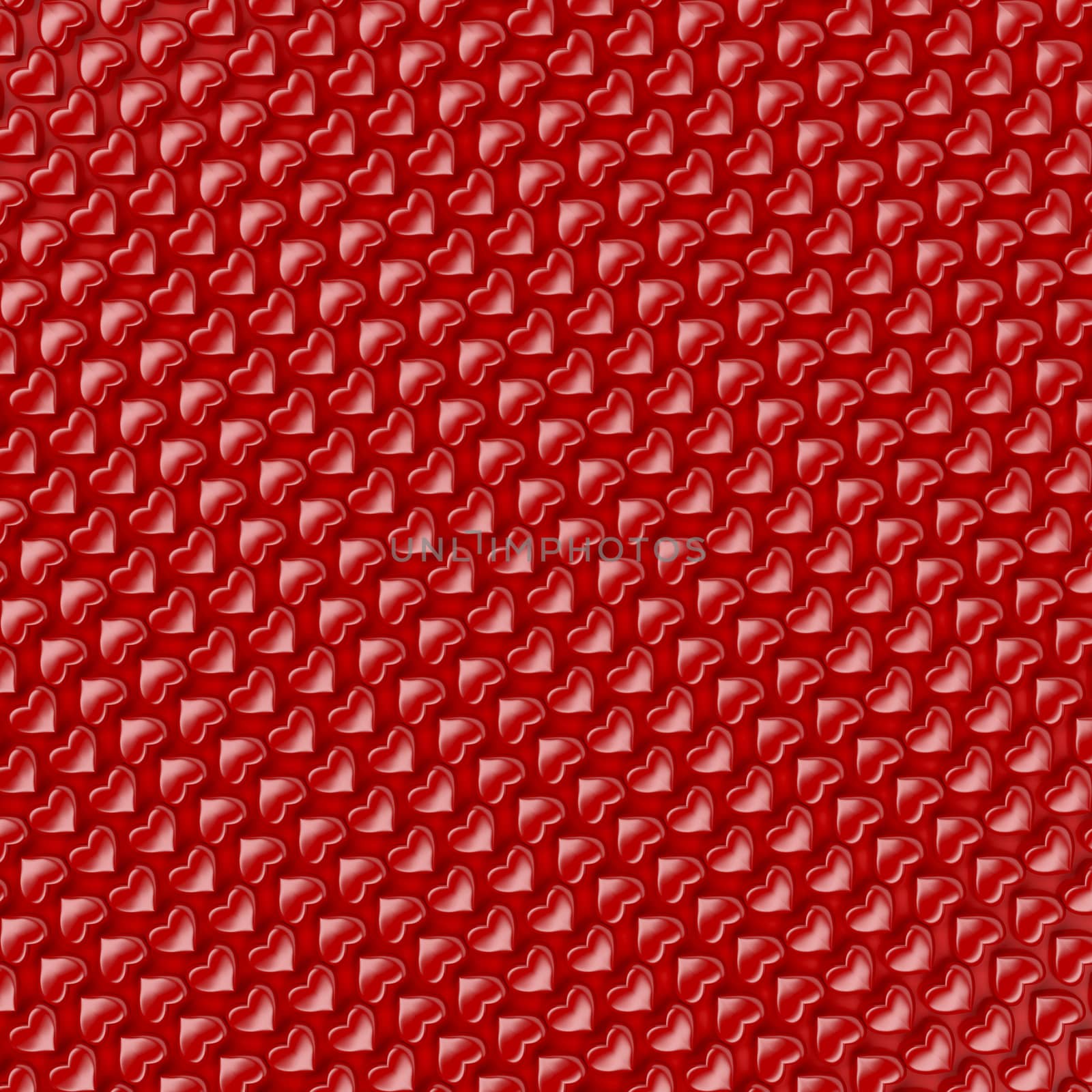 Background with many red hearts, 3D illustration