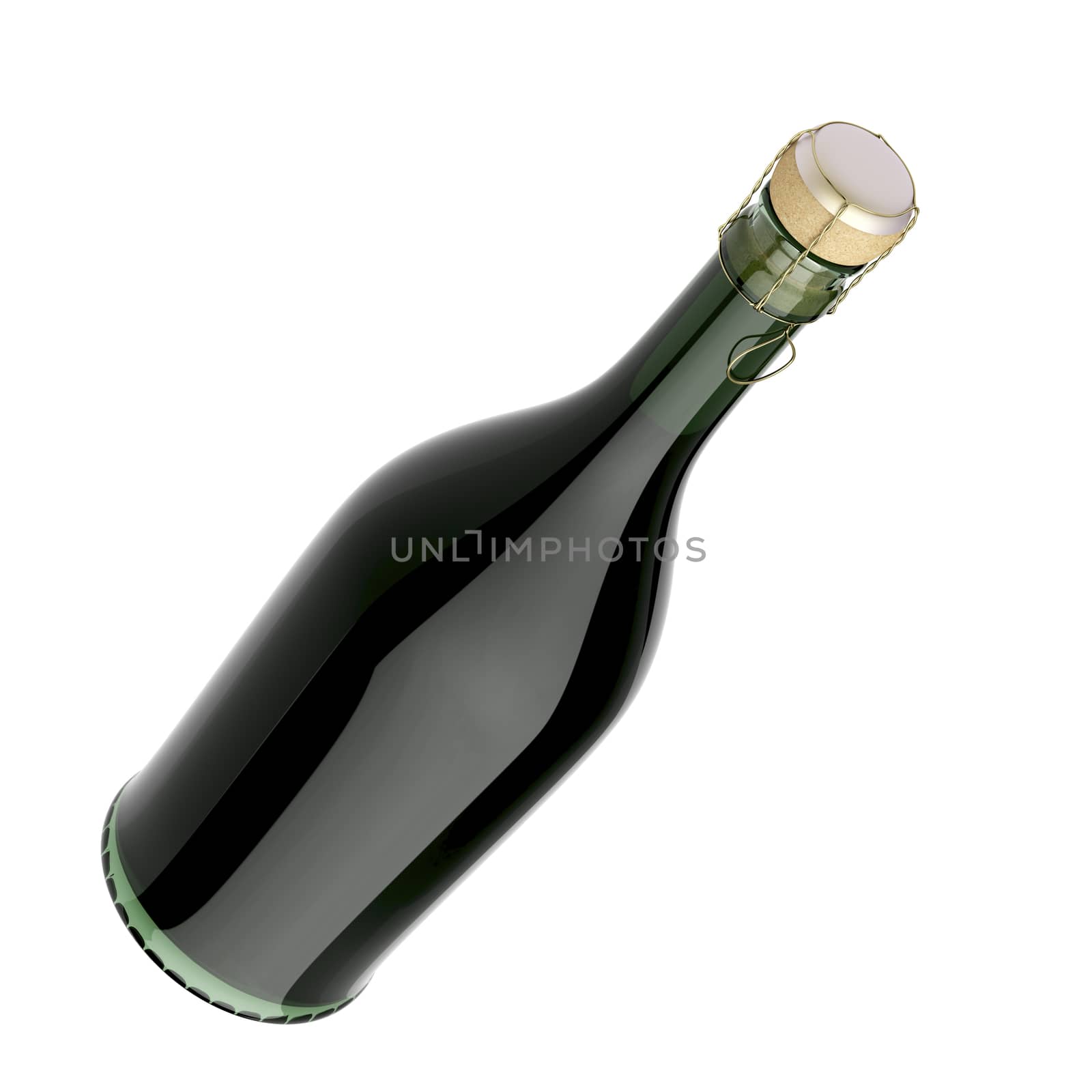 Champagne bottle isolated on white by magraphics