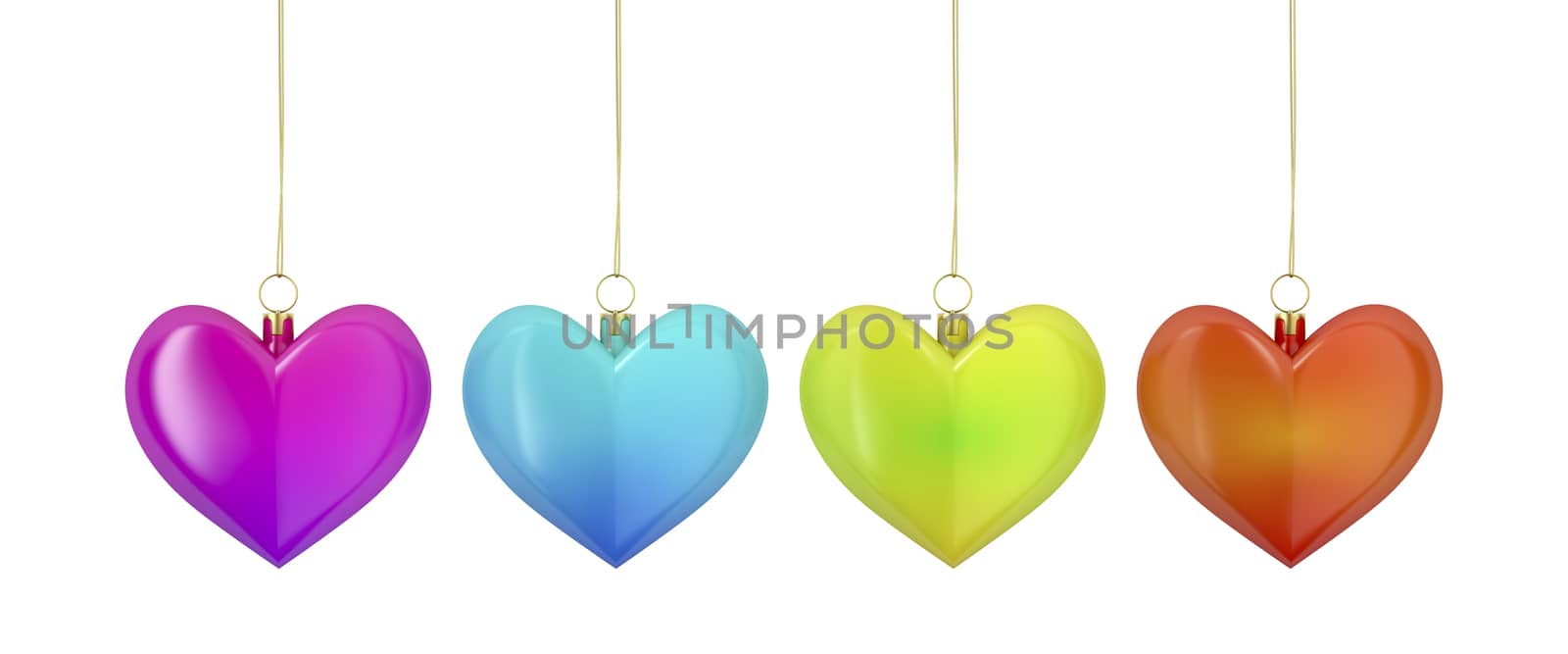 Heart shaped Christmas ornaments with different colors