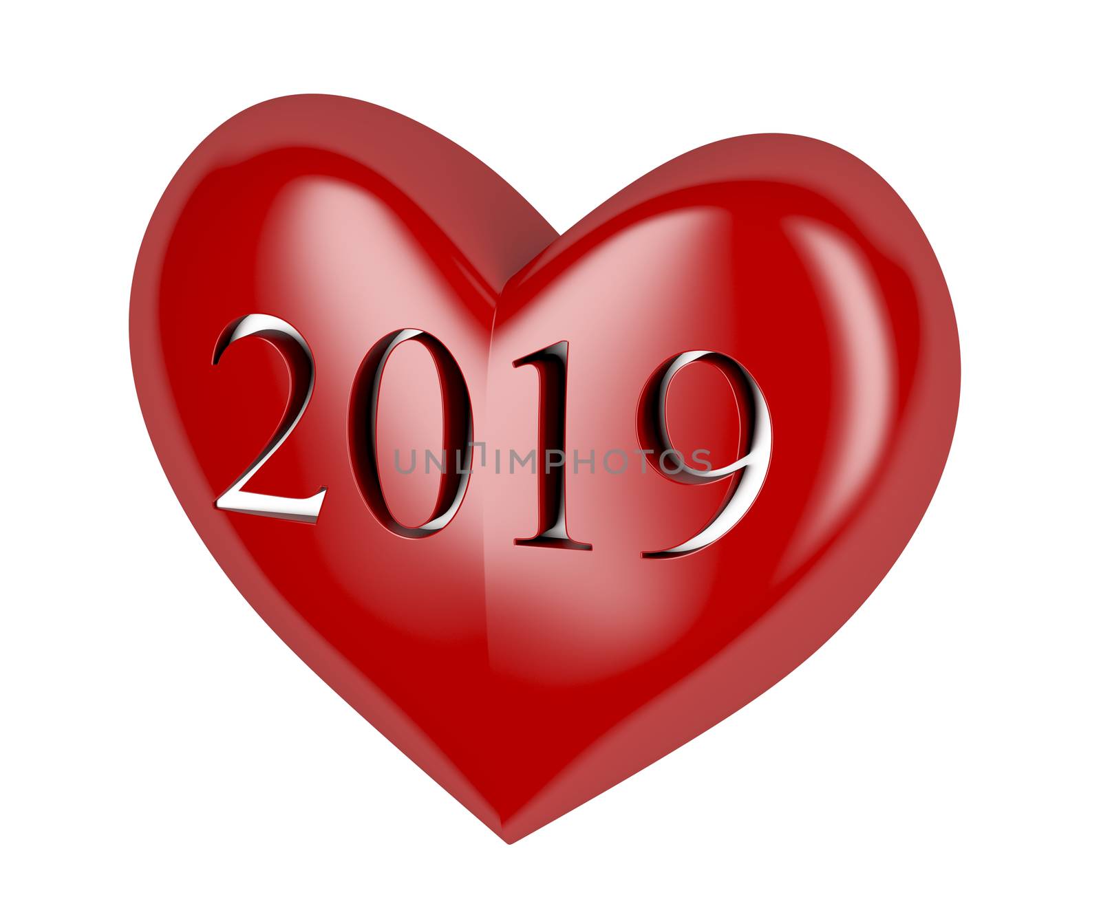 Year 2019 in red heart by magraphics