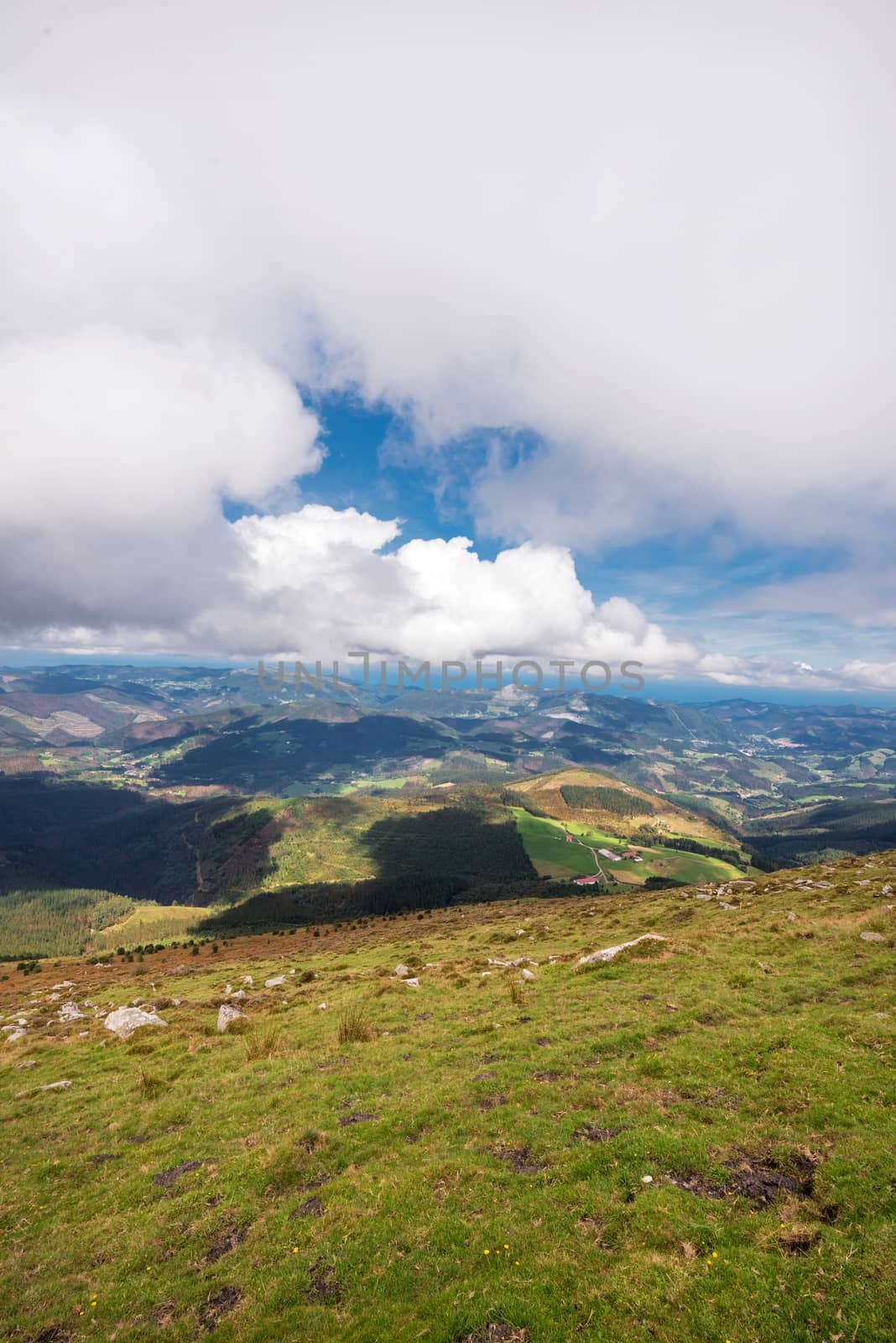 Vizcaya forest and mountain landscape in oiz mount, Basque country, Spain. by HERRAEZ