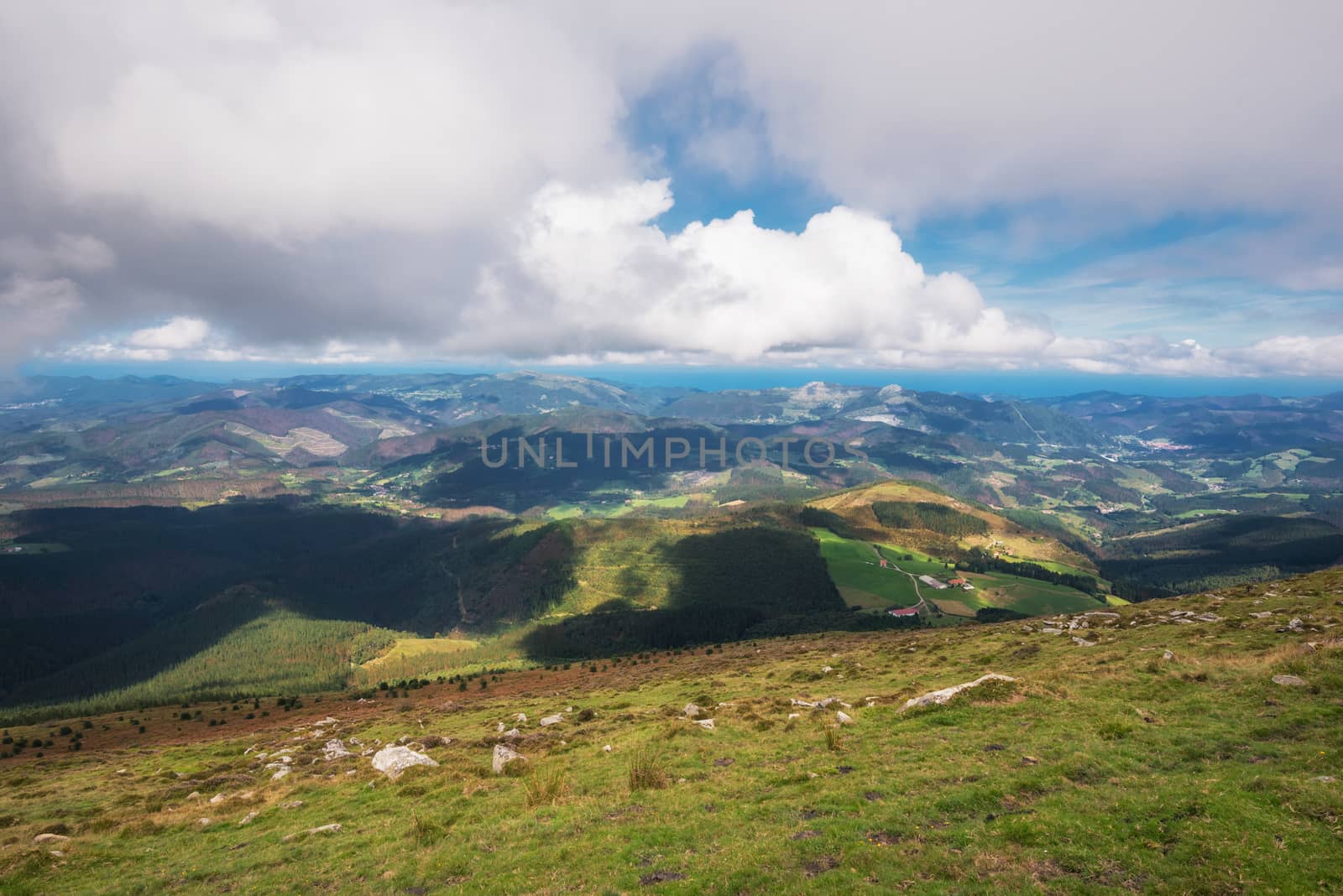 Vizcaya forest and mountain landscape in oiz mount, Basque country, Spain.