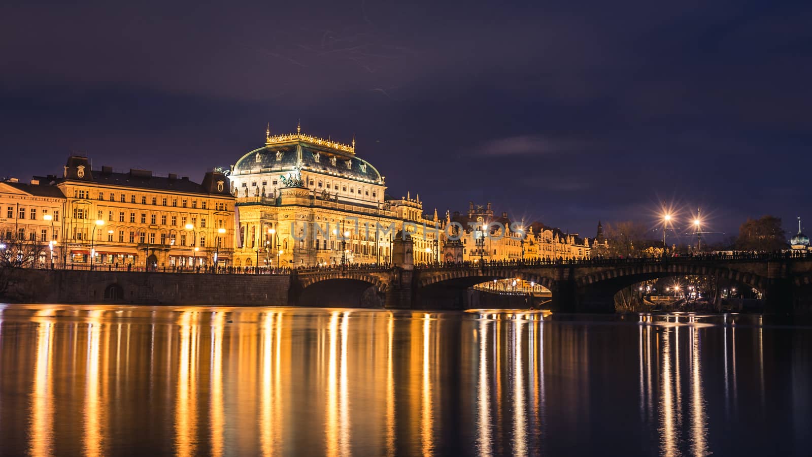 Prague,National Theatre. Czech Republic, beautiful reflections in river water. by petrsvoboda91