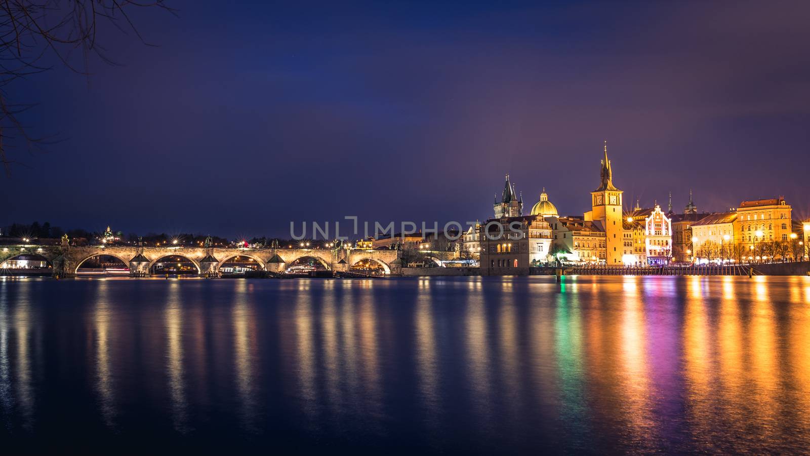 Charles bridge - Prague Old Town Water Tower in the blue hour. by petrsvoboda91