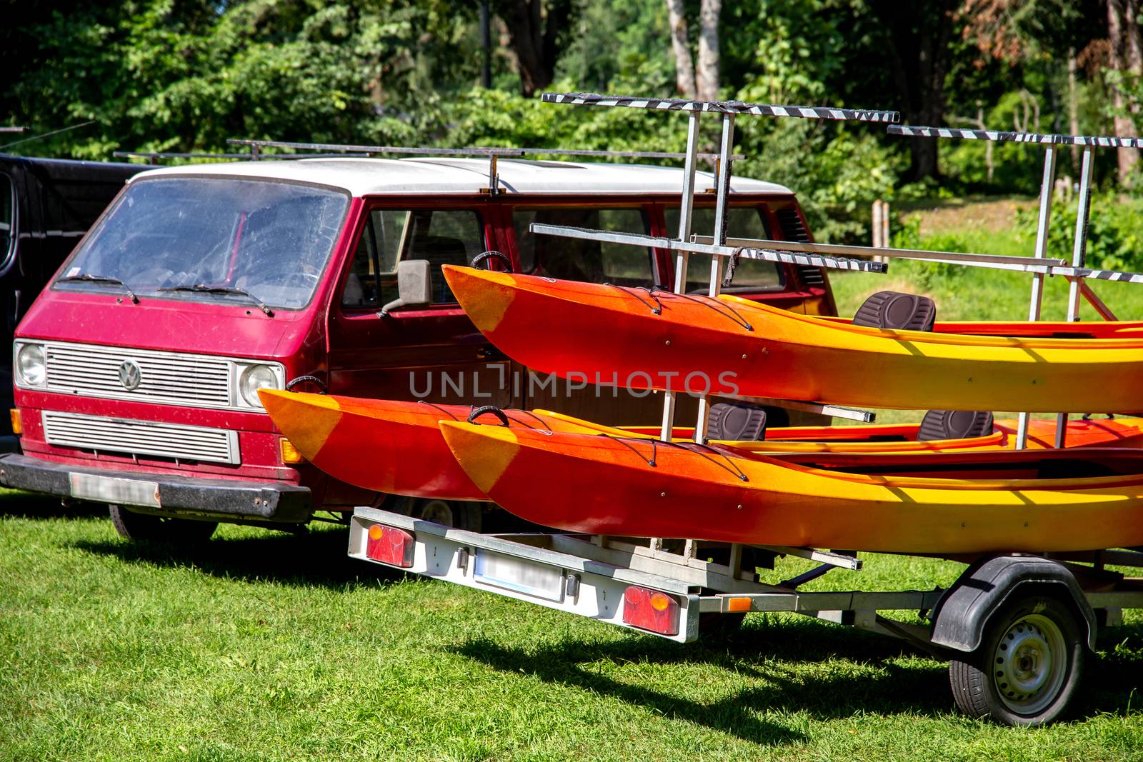 Kayaks for rent near to the river. by fotorobs