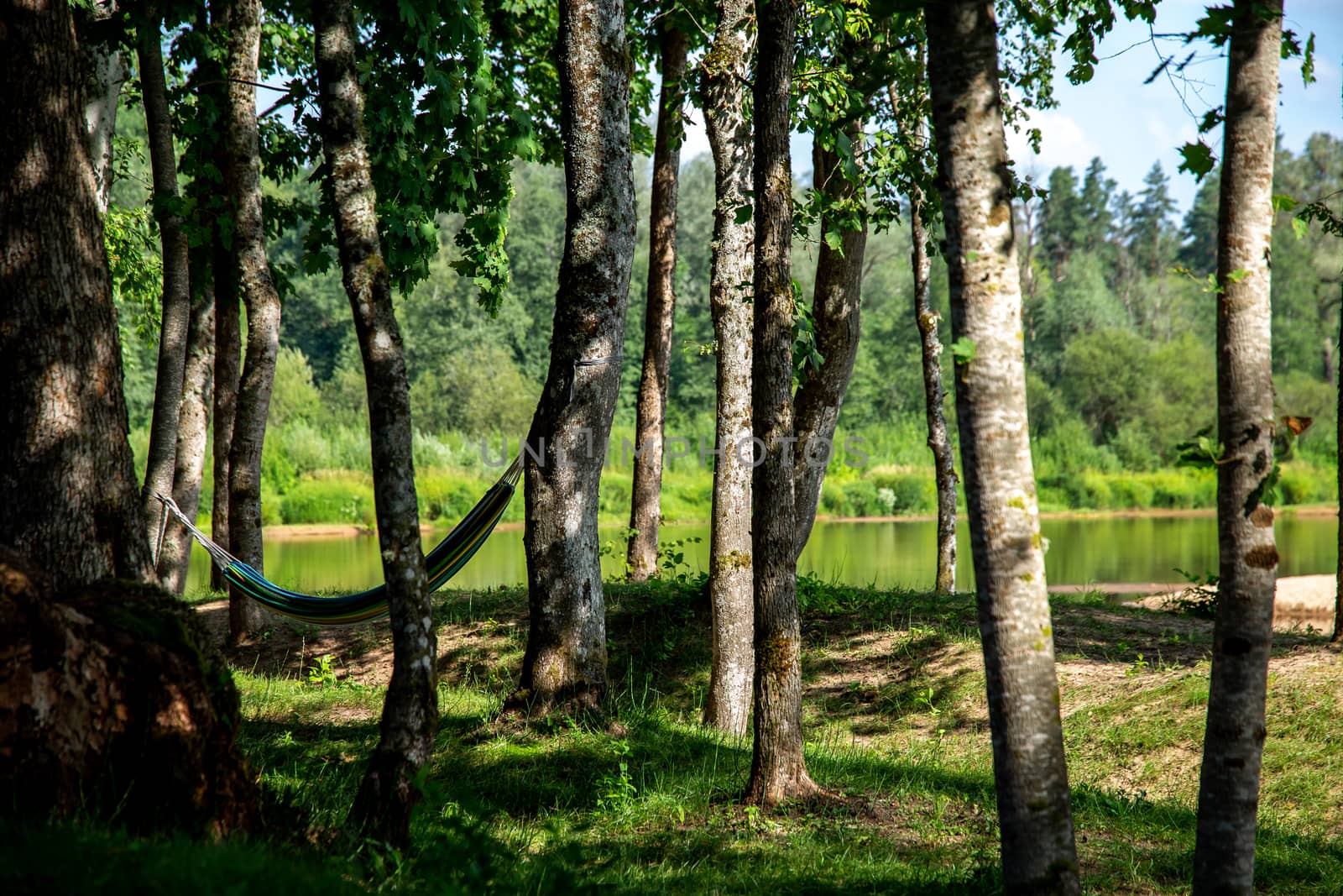 Boats rent base. Recreation base near the river Gauja in Latvia. The Gauja is the longest river in Latvia, which is located only in the territory of Latvia. Length - 452 km.

