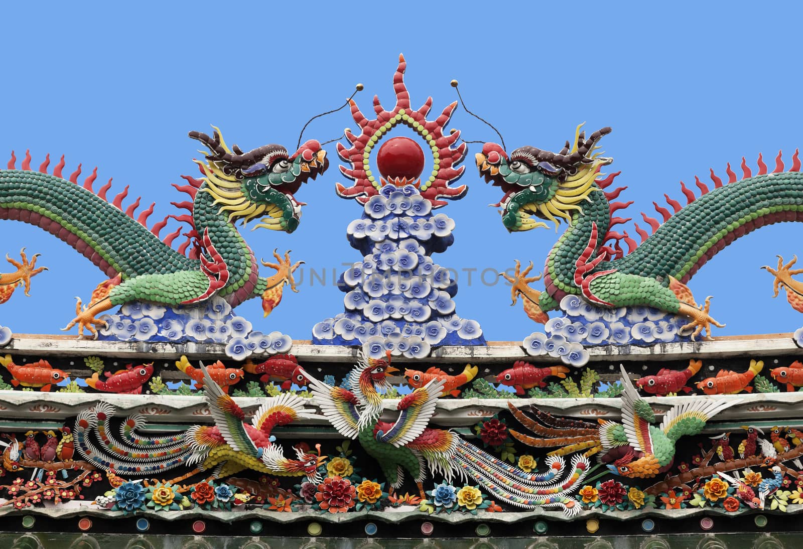 Dragons on a temple roof by Goodday