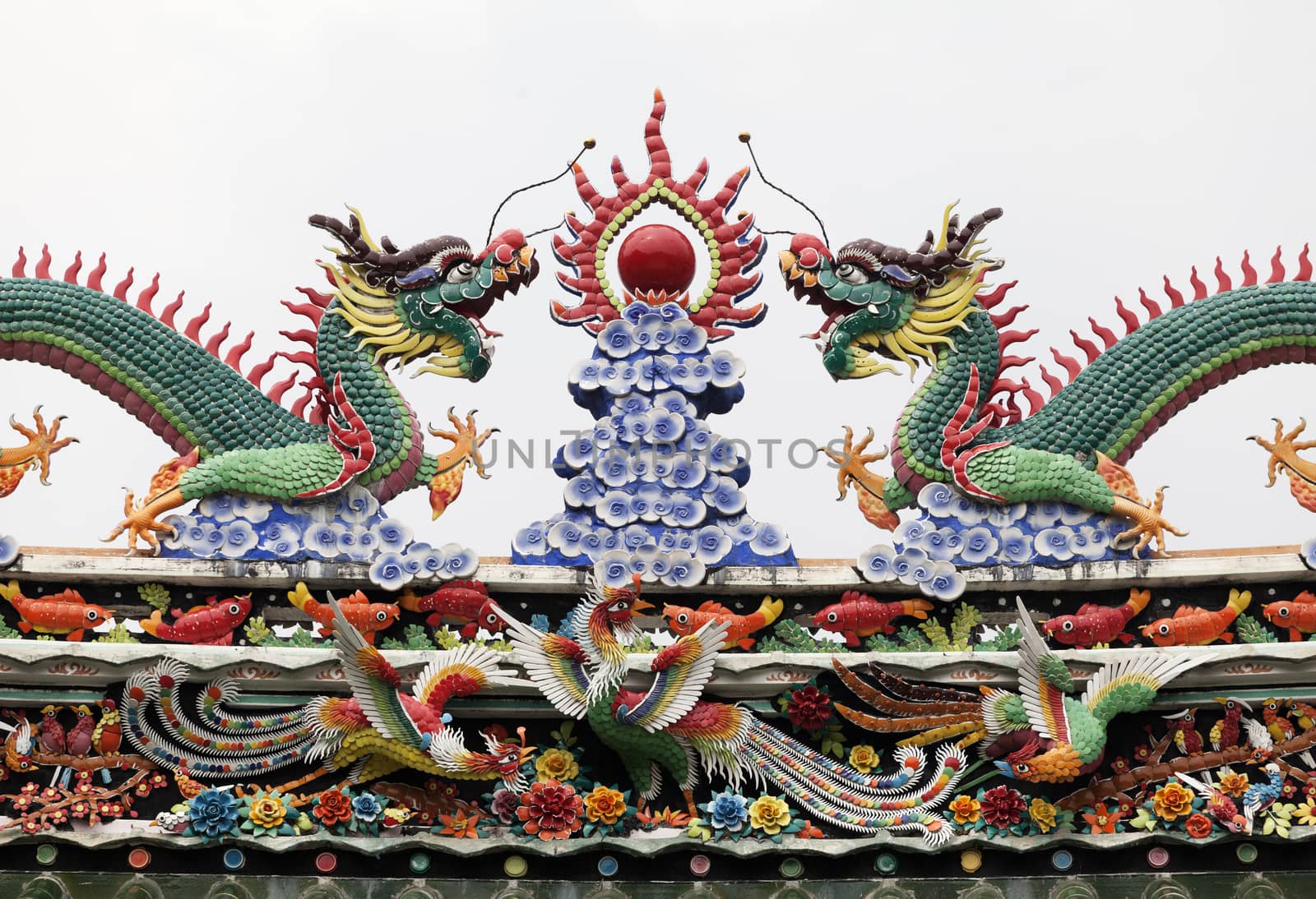 Dragons on a temple roof by Goodday