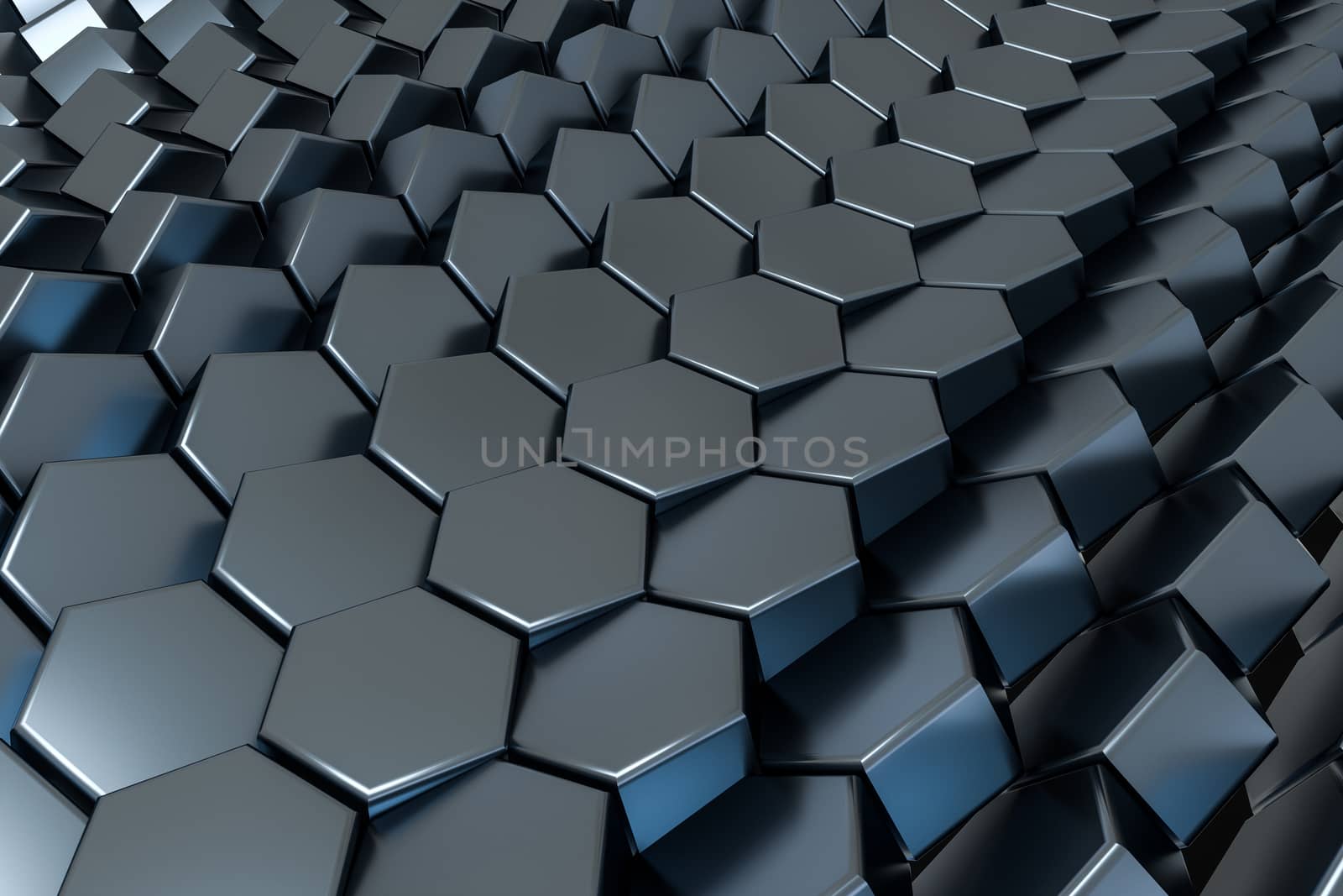 3d rendering, black hexagon cube, Computer digital drawing by vinkfan