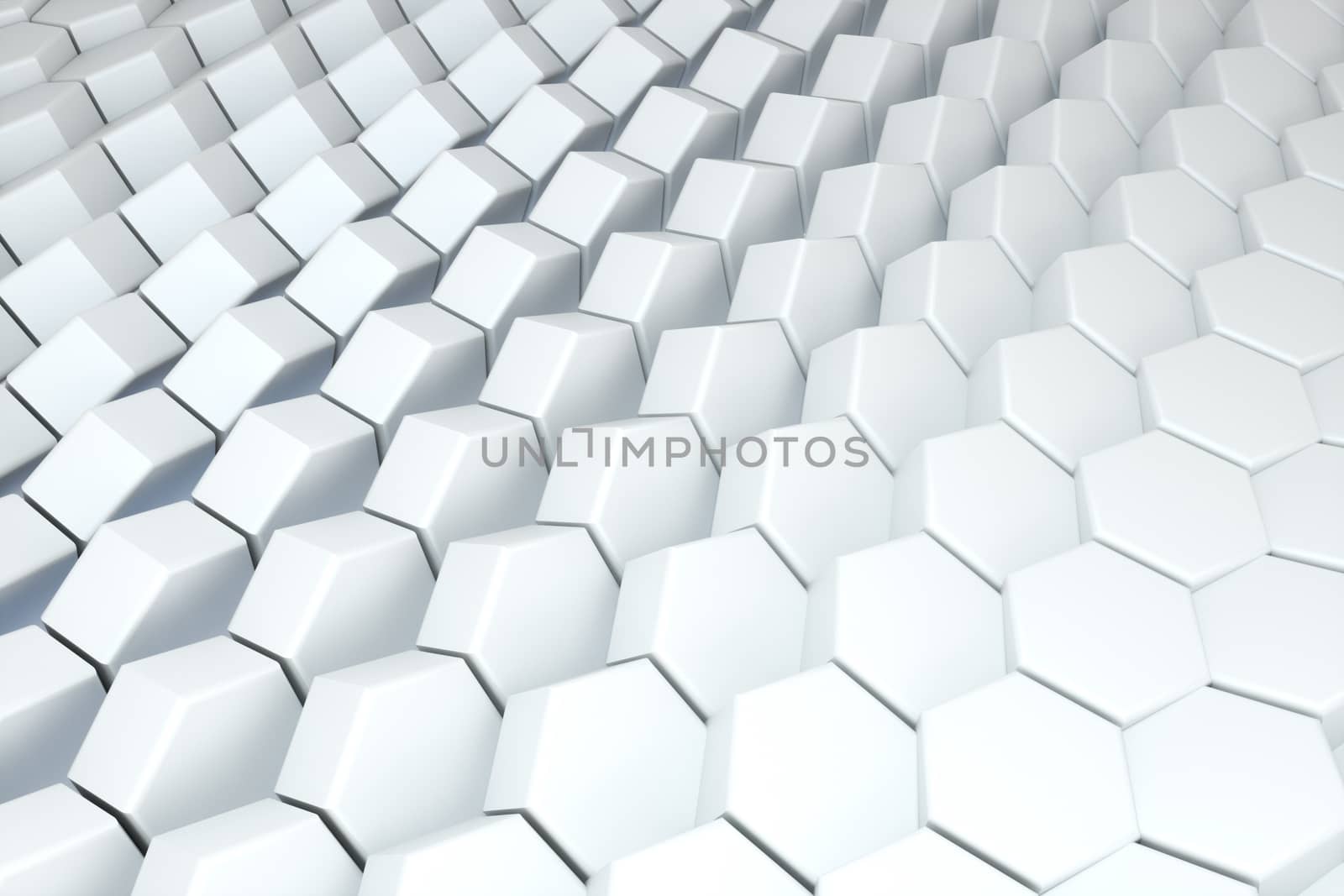 3d rendering, white hexagon cubes, Computer digital drawing by vinkfan