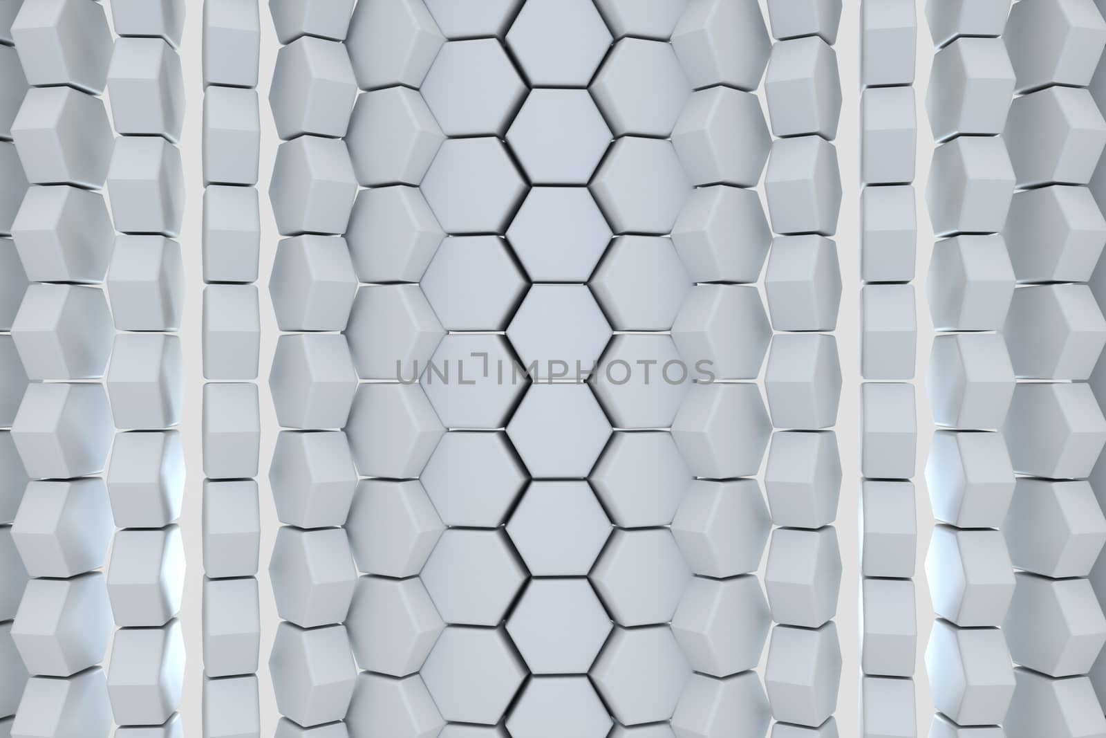 3d rendering, white hexagon cubes, Computer digital drawing by vinkfan